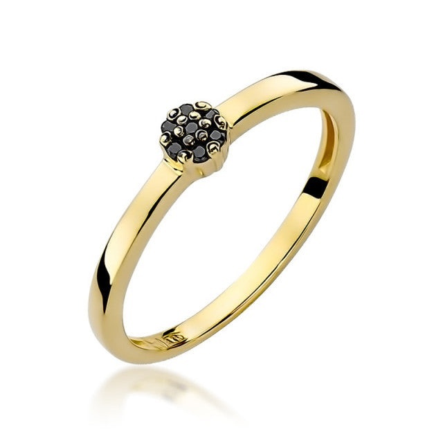Inel Aur 14K cu Diamante Naturale Negre 0.04 ct (Varianta: Galben)