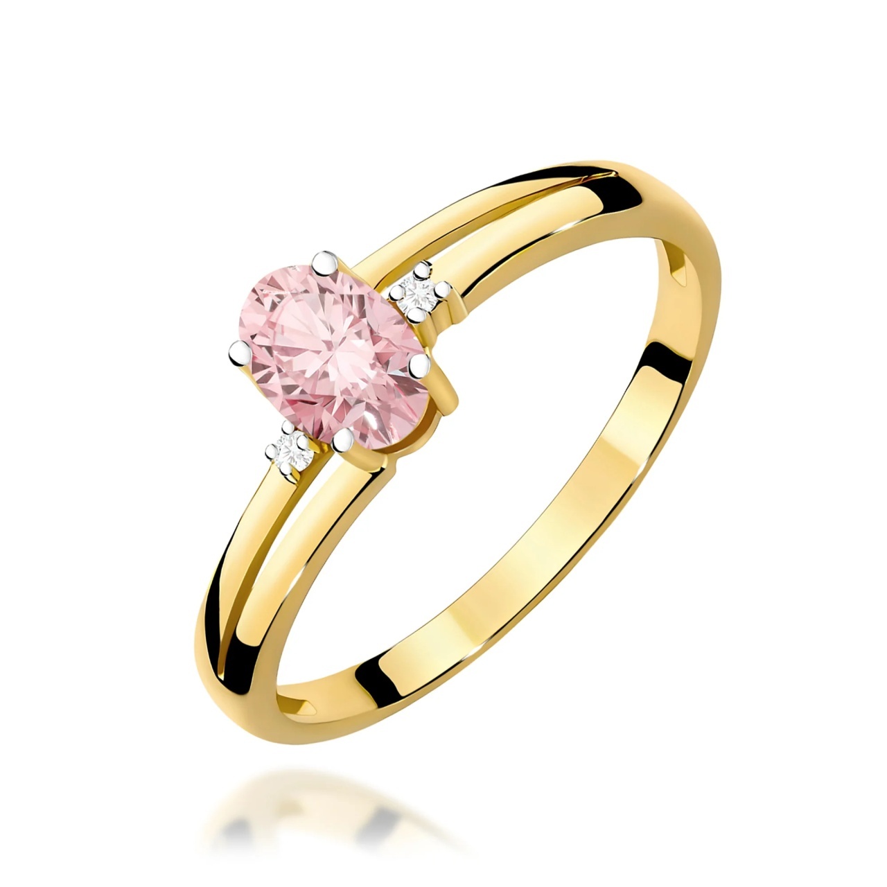 Inel Aur 14K cu Diamante Roz de Laborator 0.53 ct (Varianta: Galben)