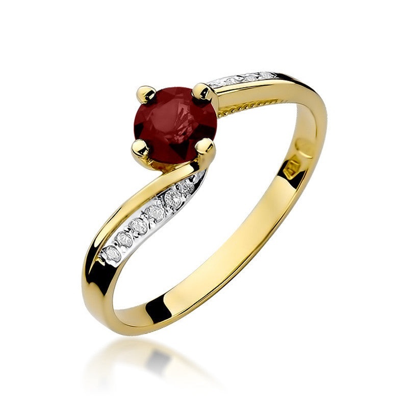 Inel Aur 14K cu Rubin 0.60 ct si Diamante Naturale 0.05 ct (Varianta: Galben)