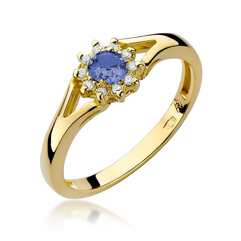 Inel Aur 14K cu Tanzanit 0.15 ct si Diamante Naturale 0.09 ct (Varianta: Galben)