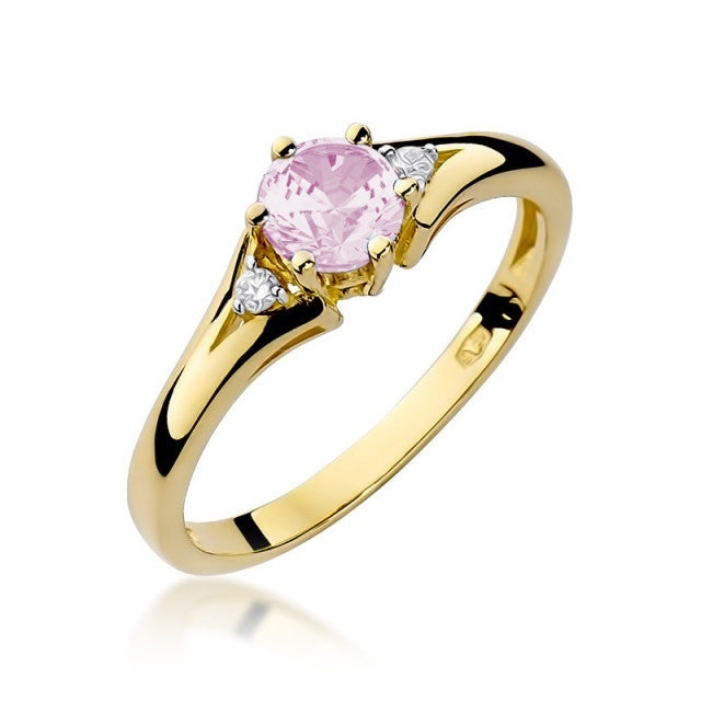 Inel Aur 14K cu Topaz Roz 0.60 ct si Diamante Naturale 0.03 ct (Varianta: Galben)
