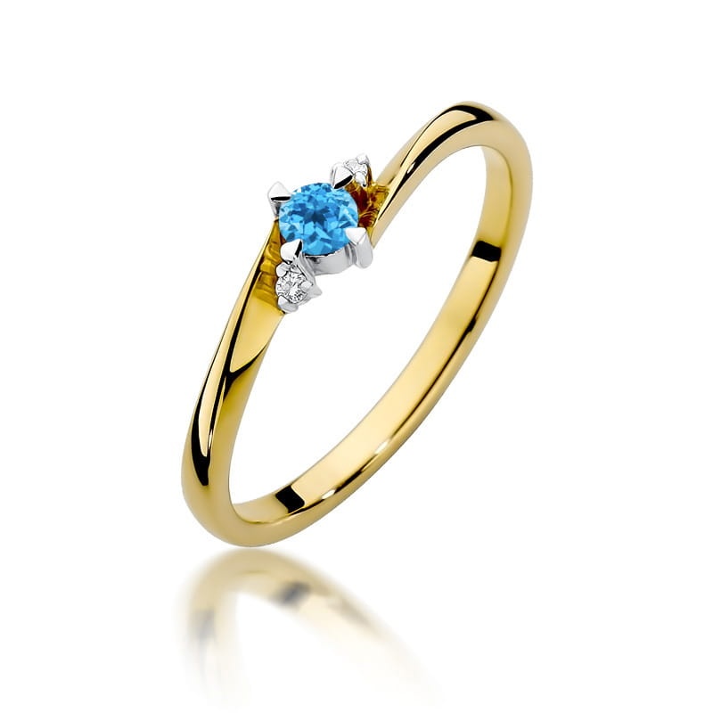 Inel Aur 14K cu Topaz Swiss 0.15 ct si Diamante Naturale 0.02 ct (Varianta: Roz)