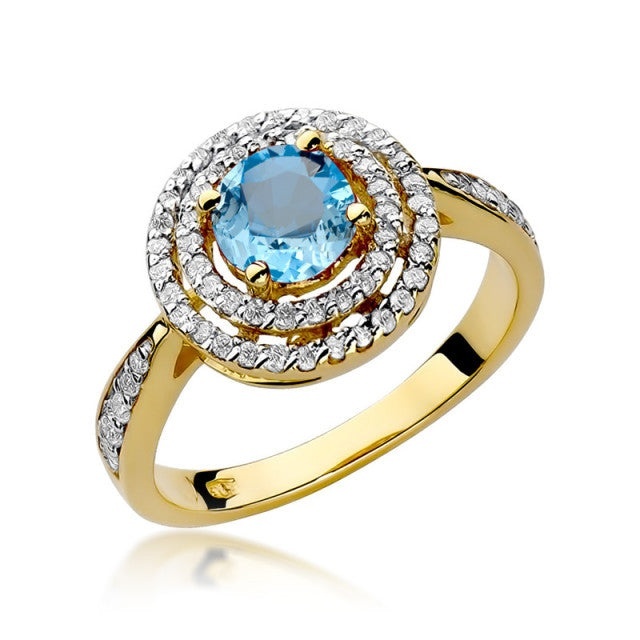 Inel Aur 14K cu Topaz Swiss 0.80 ct si Diamante Naturale 0.37 ct (Varianta: Galben)