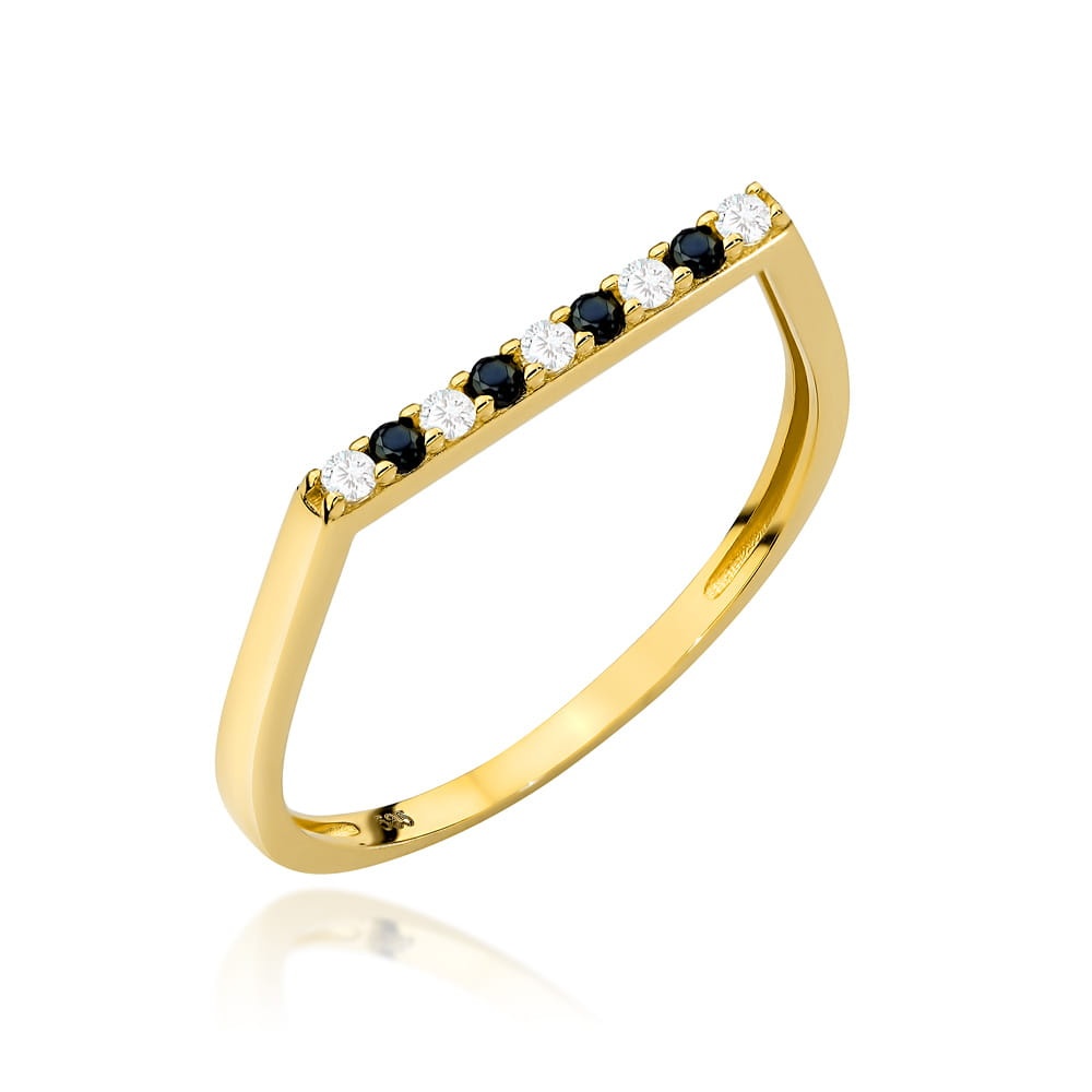 Inel Aur 14k cu Zirconii Albe si Negre (Greutate: 1.08, Măsură: 11)