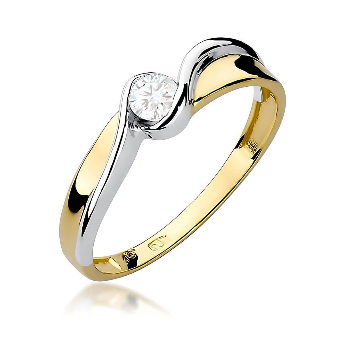Inel Aur 9K cu Diamant de Laborator 0.15 ct (Varianta: Galben)