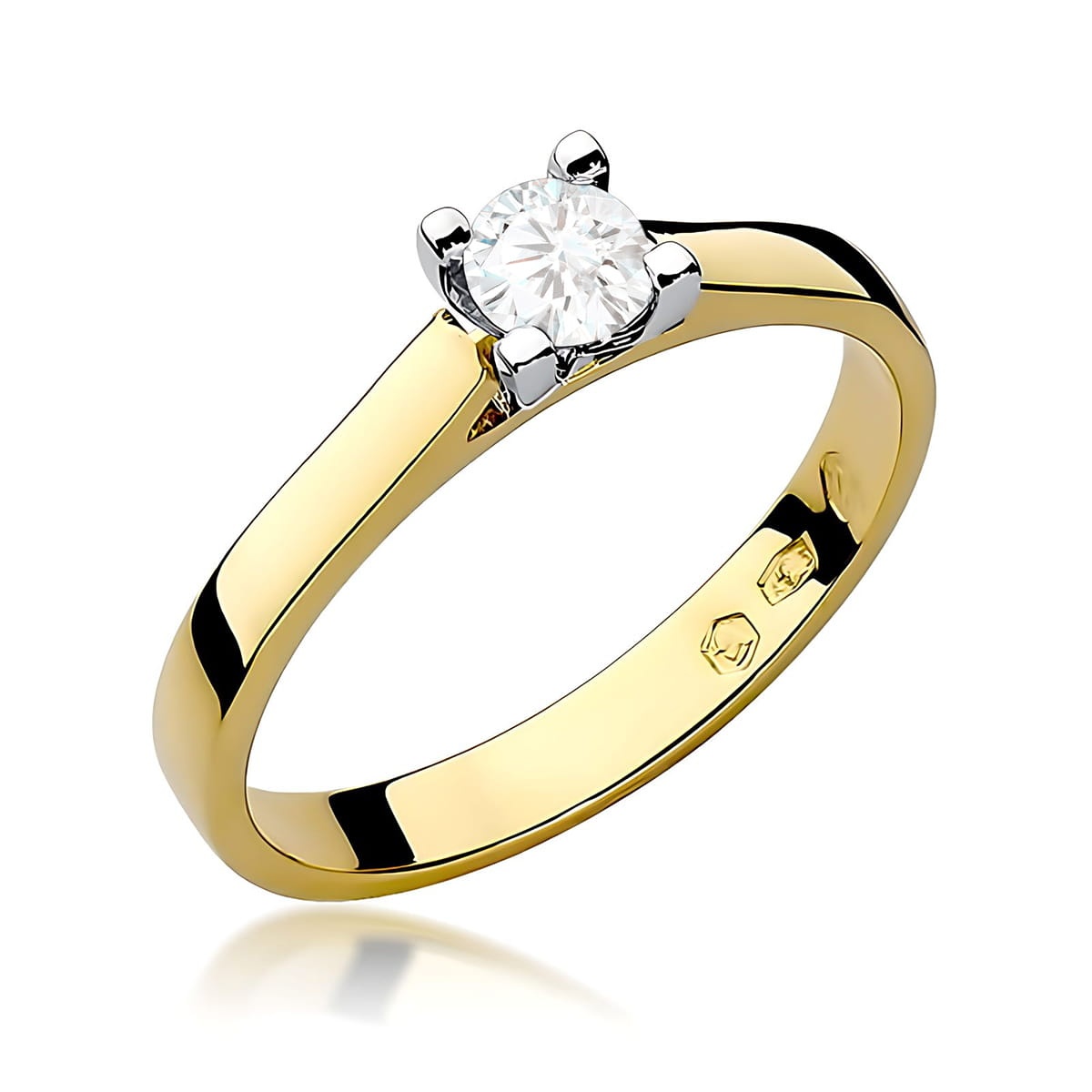Inel Aur 9K cu Diamant de Laborator 0.20 ct (Varianta: Galben)
