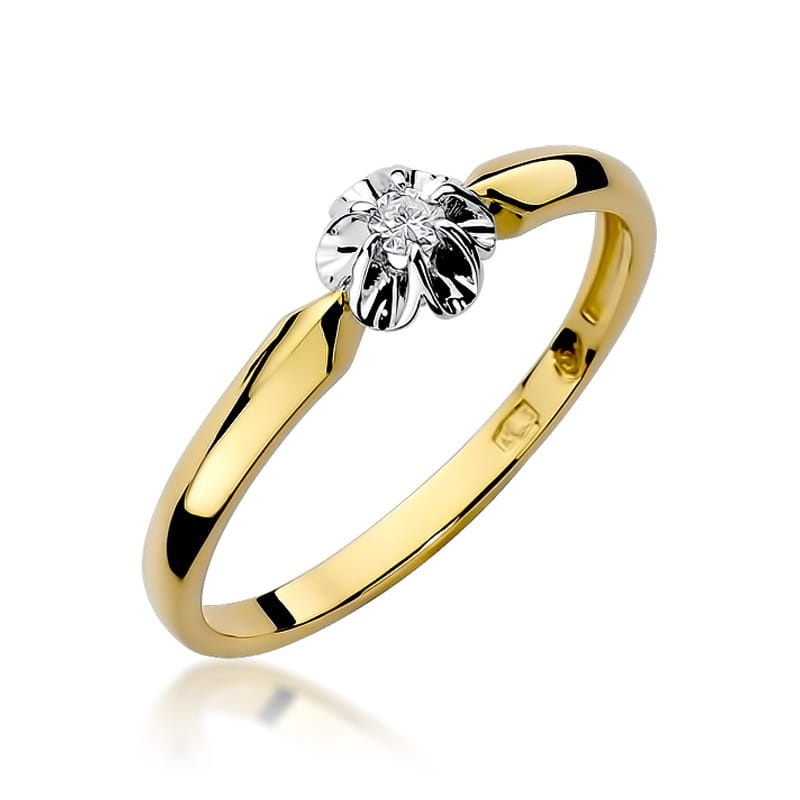 Inel Aur 9K cu Diamant Natural 0.04 ct (Varianta: Galben)