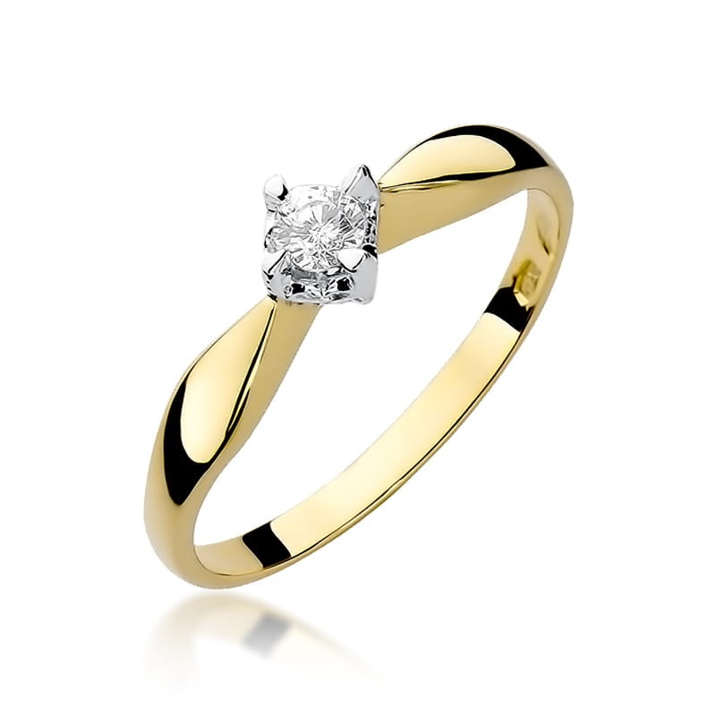 Inel Aur 9K cu Diamant Natural 0.12 ct (Varianta: Galben)