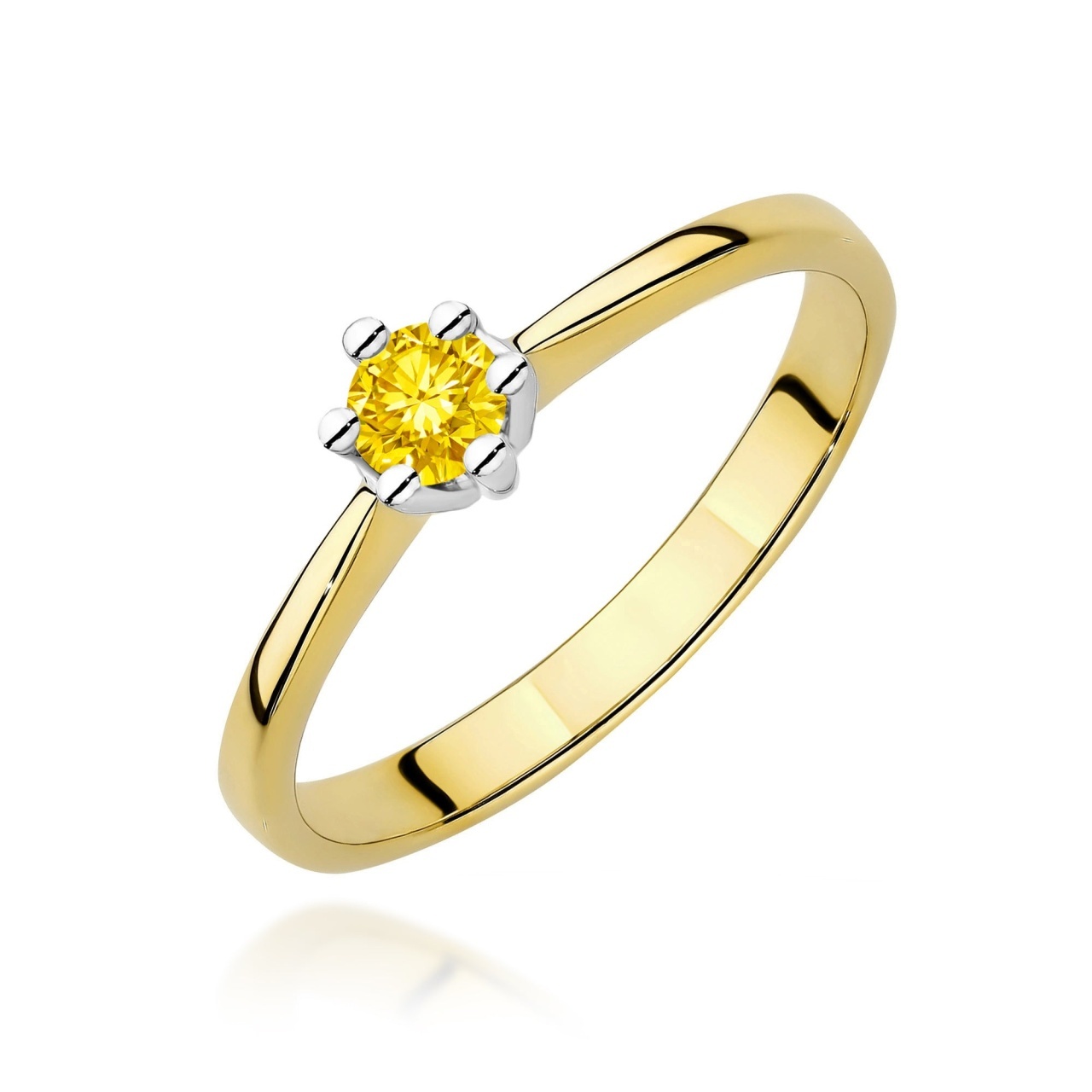 Inel Aur 9K cu Diamant Natural 0.15 ct (Varianta: Galben)