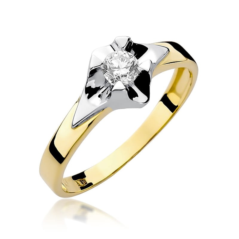 Inel Aur 9K cu Diamant Natural 0.30 ct (Varianta: Galben)