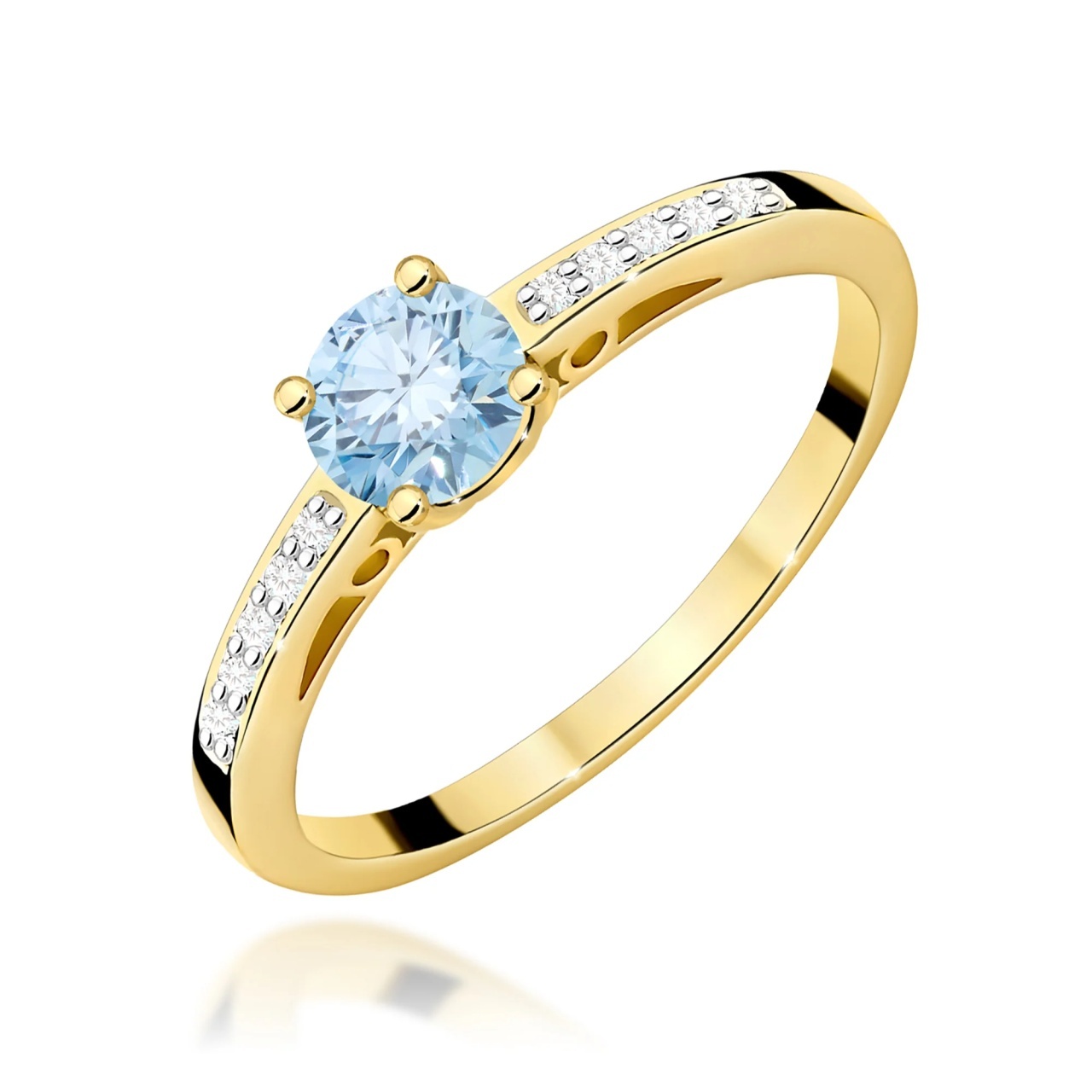 Inel Aur 9K cu Diamante Albastre de Laborator 0.55 ct (Varianta: Galben)