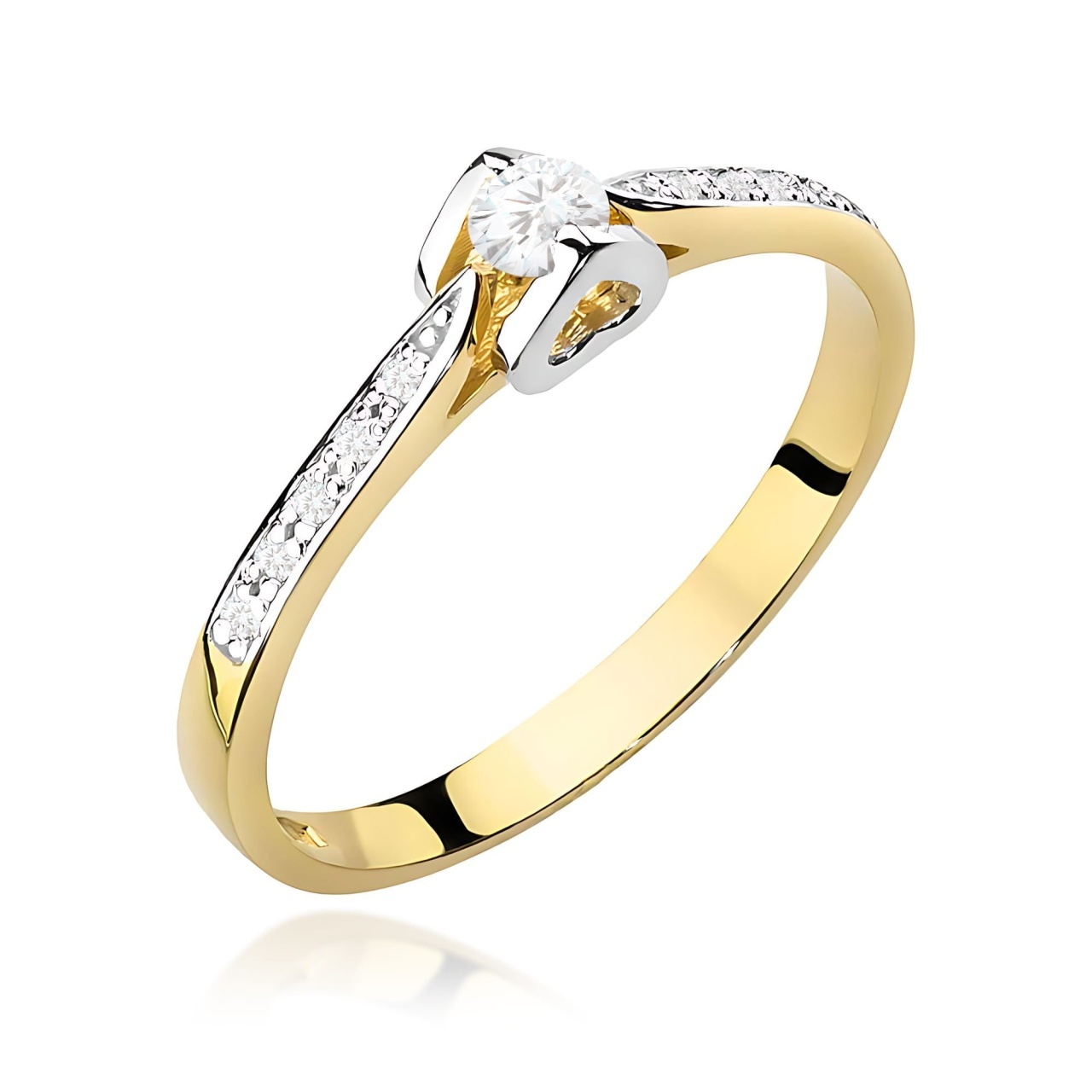 Inel Aur 9K cu Diamante de Laborator 0.15 ct (Varianta: Galben)