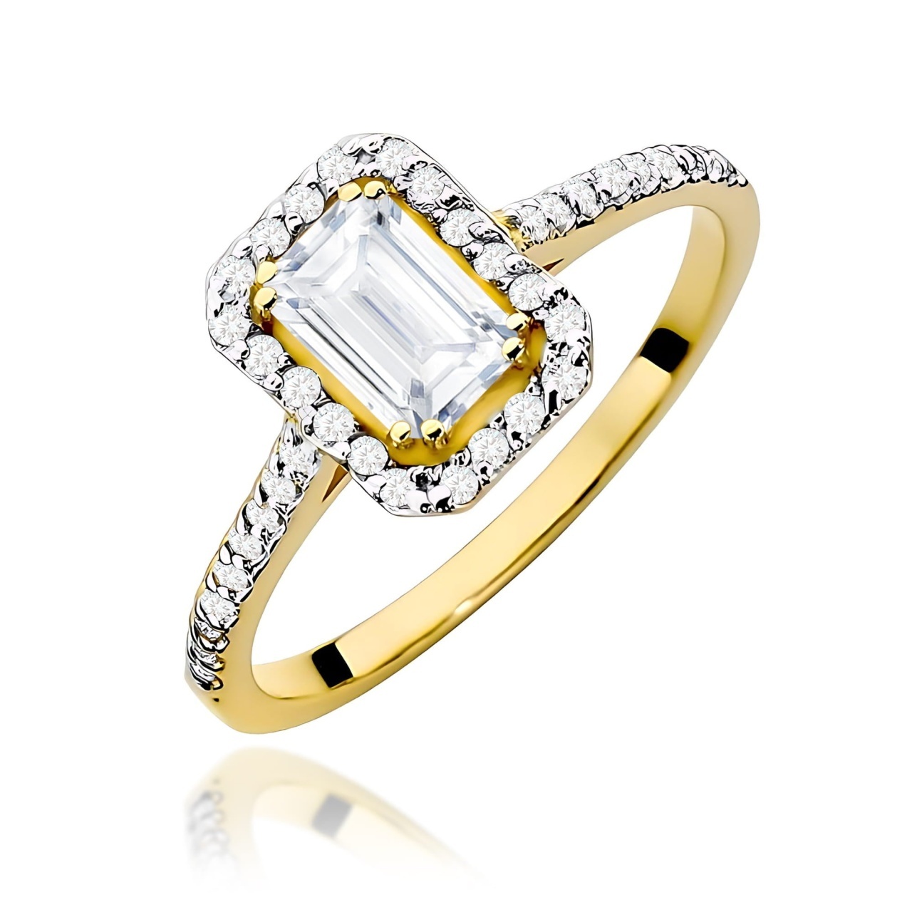 Inel Aur 9K cu Diamante de Laborator 0.79 ct (Varianta: Galben)
