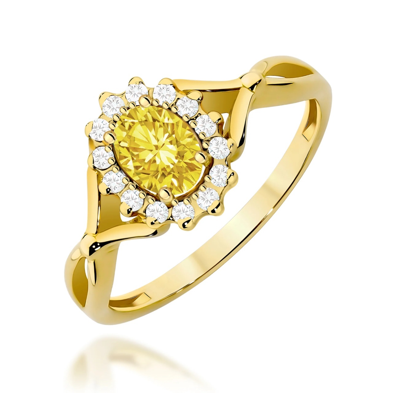 Inel Aur 9K cu Diamante Galbene de Laborator 0.62 ct (Varianta: Galben)