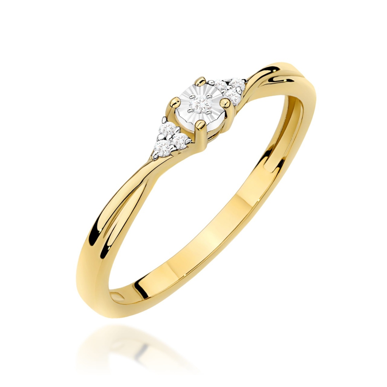 Inel Aur 9K cu Diamante Naturale 0.04 ct (Varianta: Galben)