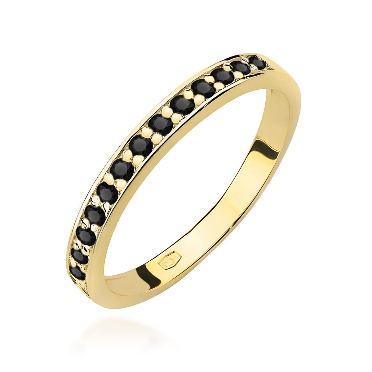 Inel Aur 9K cu Diamante Naturale Negre 0.20 ct (Varianta: Galben)