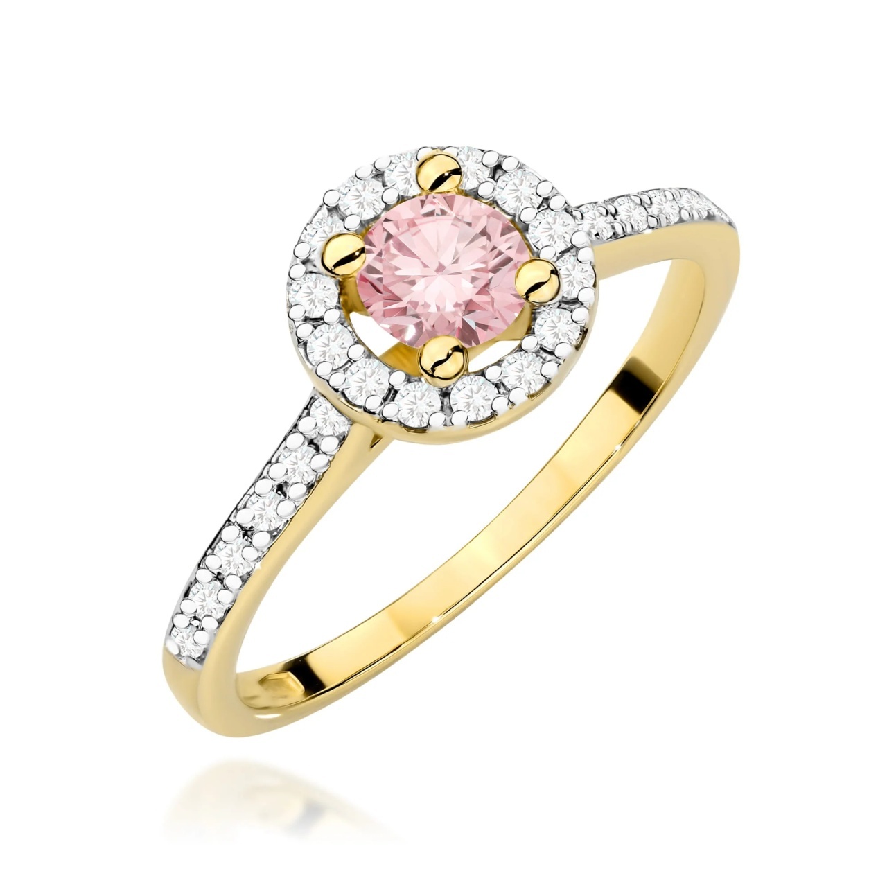 Inel Aur 9K cu Diamante Roz de Laborator 0.72 ct (Varianta: Galben)