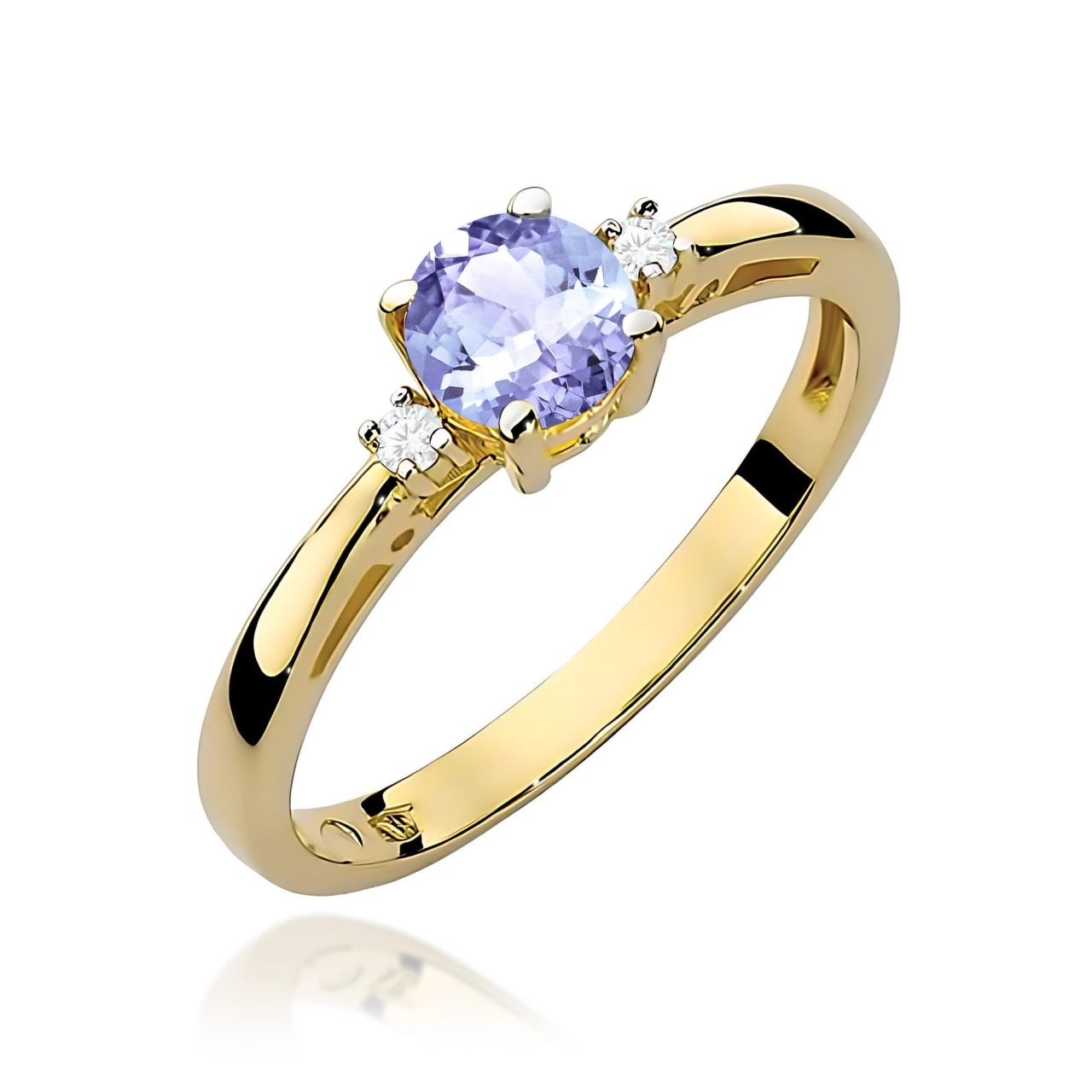 Inel Aur 9K cu Tanzanit 0.50 ct si Diamante Naturale 0.03 ct (Varianta: Galben)