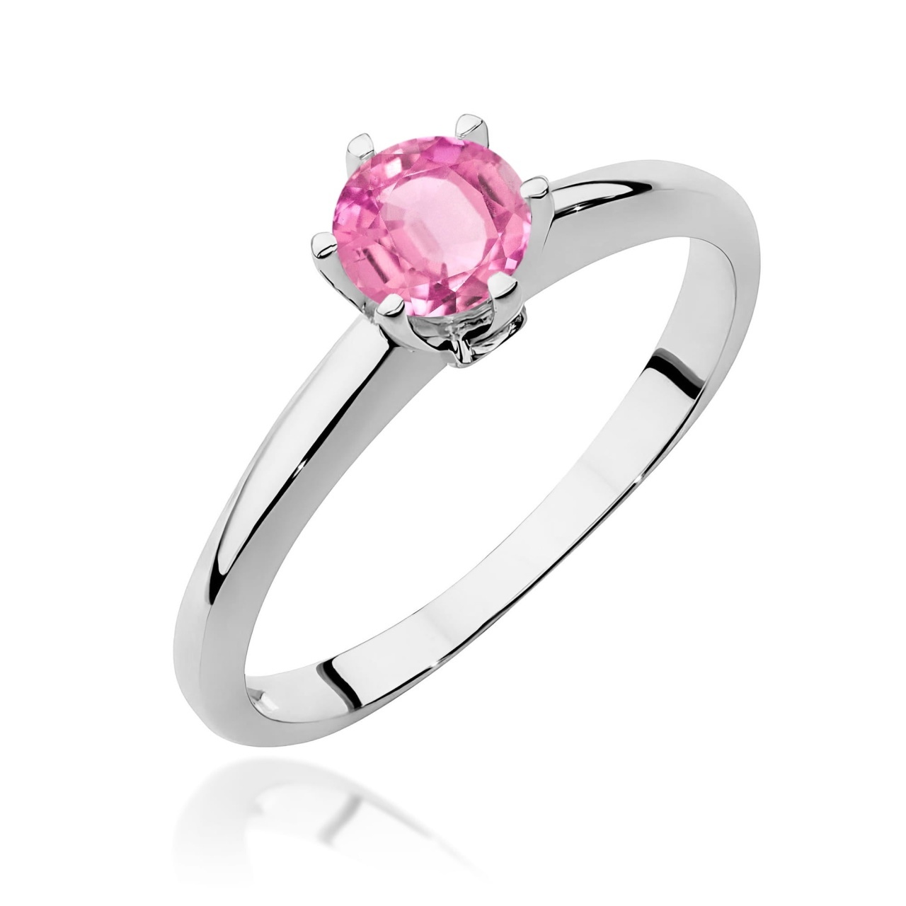 Inel Aur 9K cu Topaz Roz 0.60 ct si Diamante Naturale 0.04 ct (Varianta: Alb)