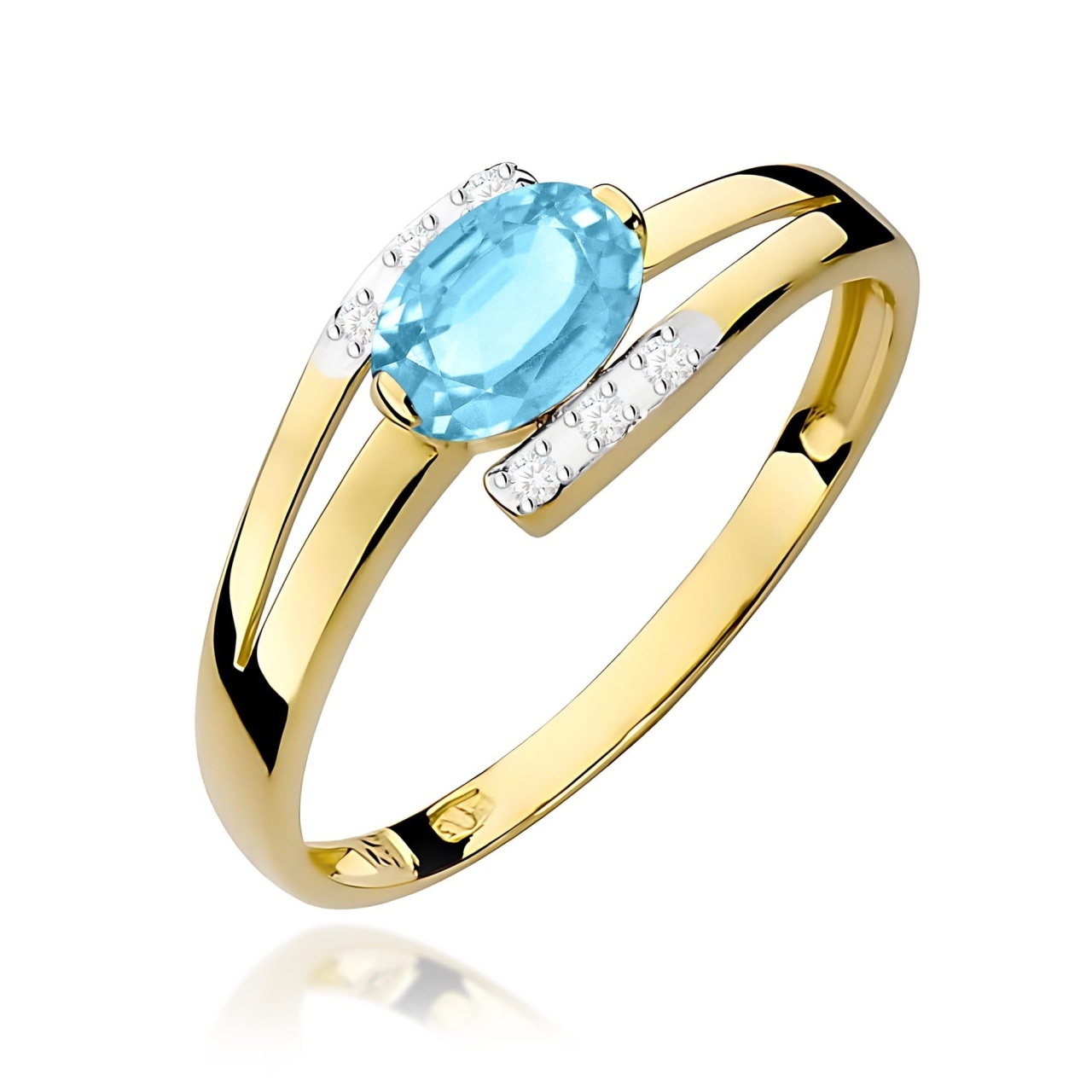 Inel Aur 9K cu Topaz Swiss 0.50 ct si Diamante Naturale 0.05 ct (Varianta: Galben)