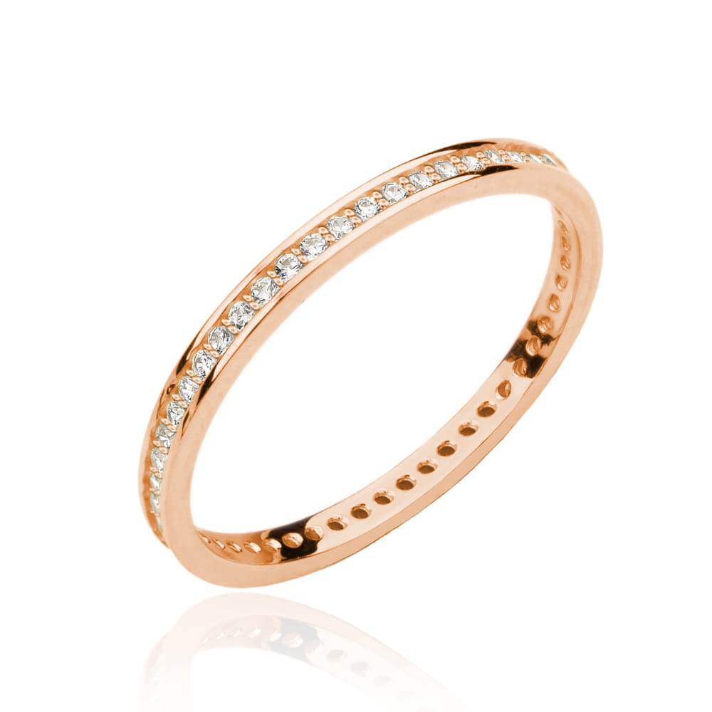 Inel Aur Roz 14k cu Zirconii Albe (Greutate: 1.13, Măsură: 21)