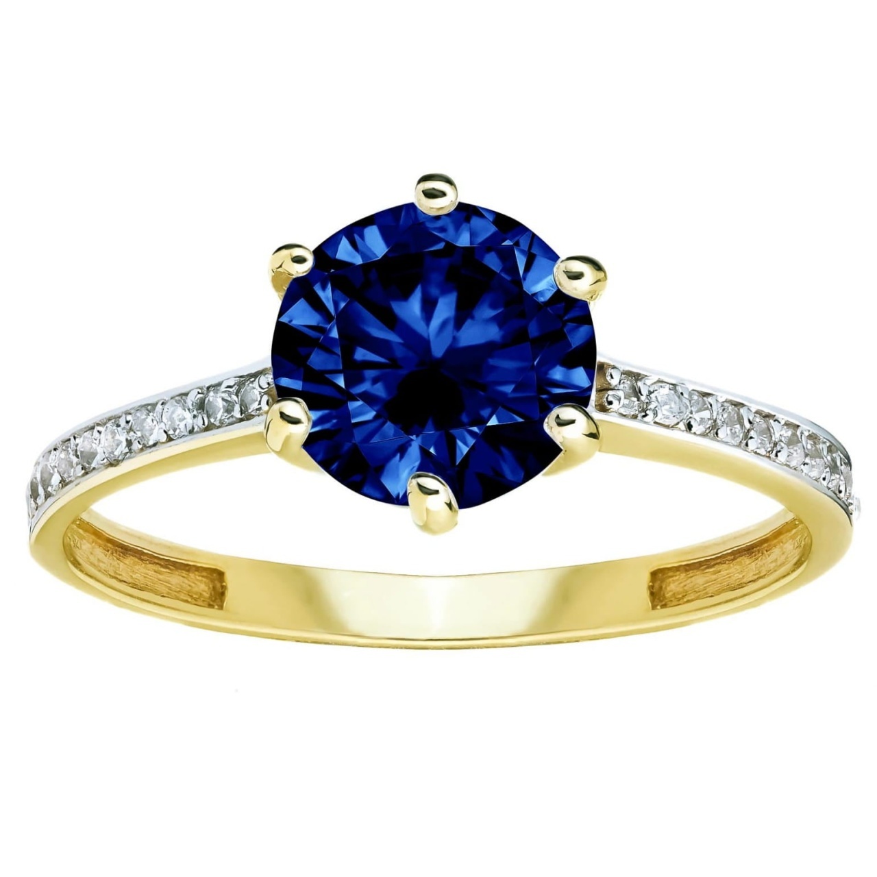 Inel de logodnă din Aur 8K cu zirconiu cubic în formă de safir. 3.1573ff (Măsură inel: 18)