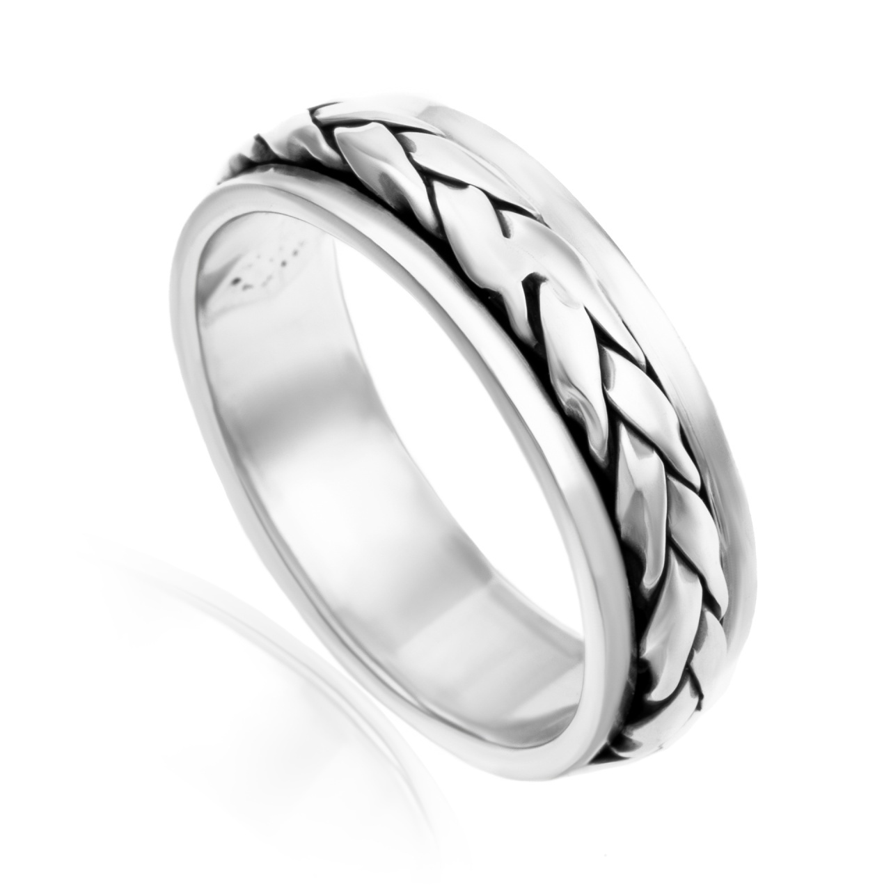 Inel unisex tip verigheta antistres Braid Band din argint 925 (Mărime: M53)