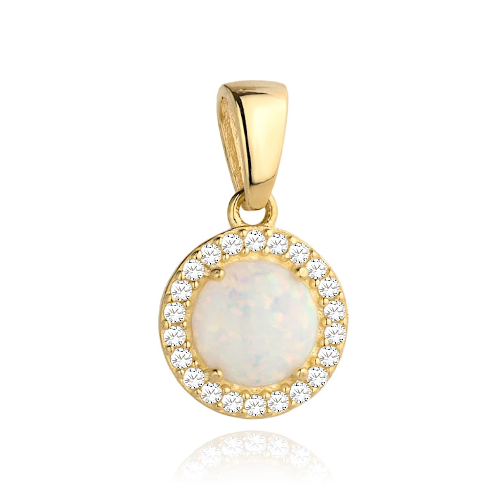 Pandantiv Aur 14K cu Opal si Zirconii (Greutate: 0.78)