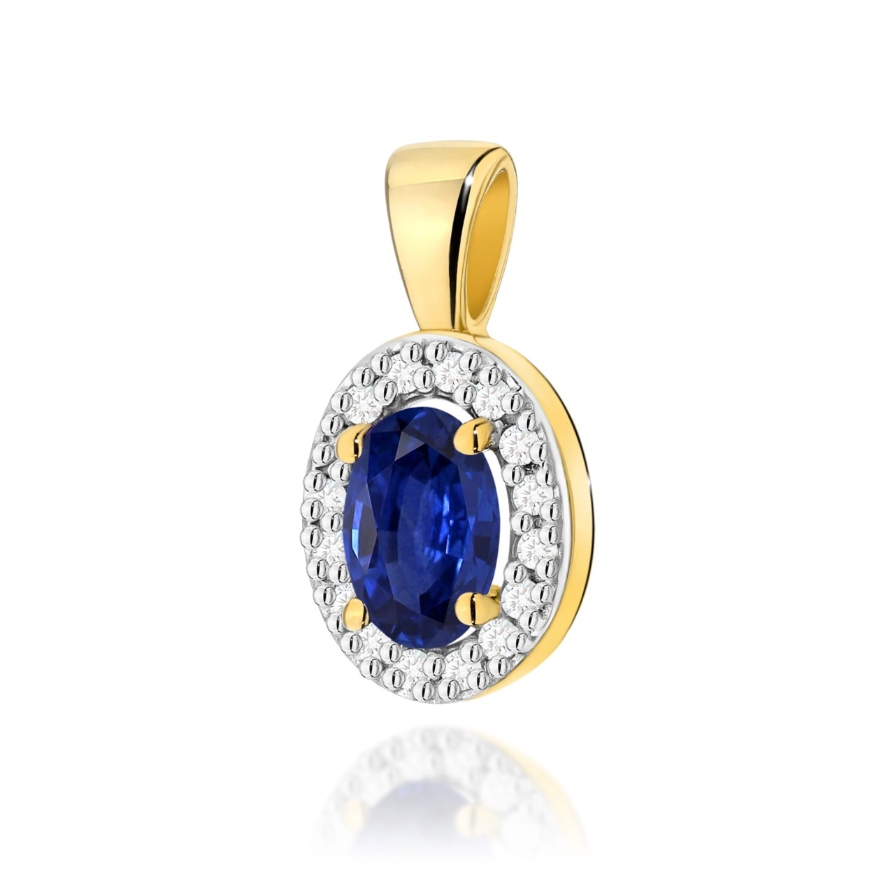 Pandantiv Aur 14K cu Safir 0.70 ct si Diamante Naturale 0.08 ct (Varianta: Galben)