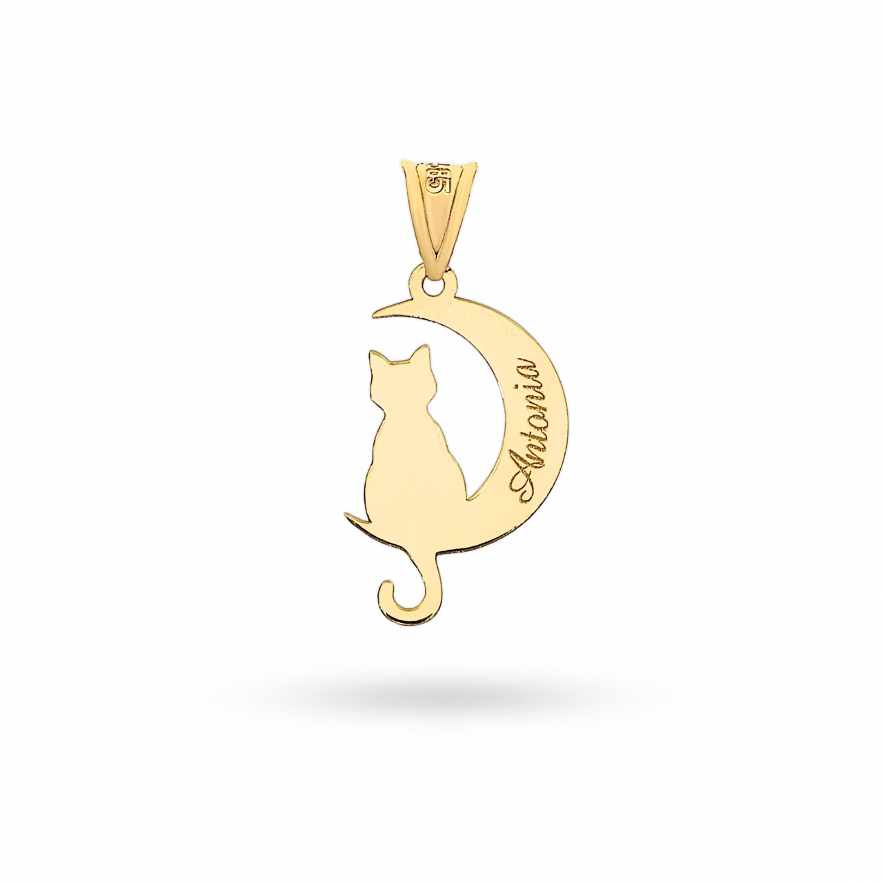 Pandantiv Moon Cat din Aur 14K