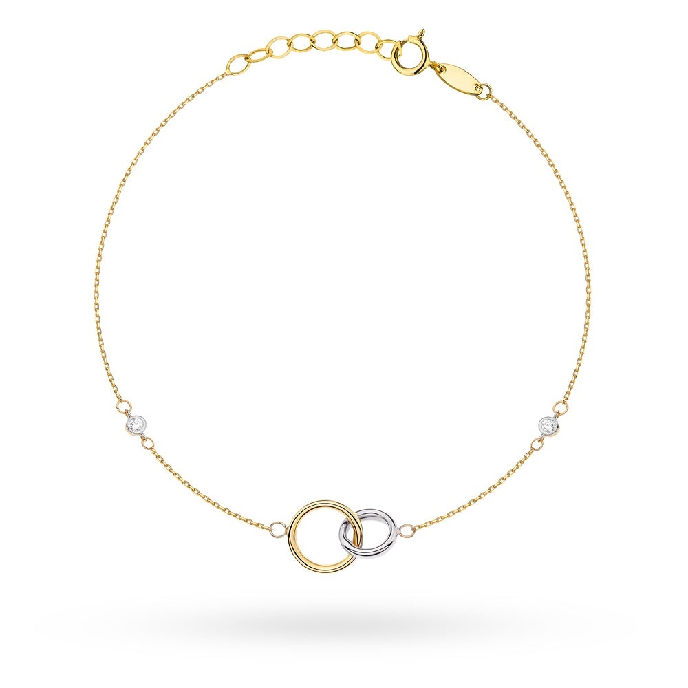 Bratara Aur 14K cu Cerculete Impletite Bicolore si Zirconii (Greutate: 1.14)