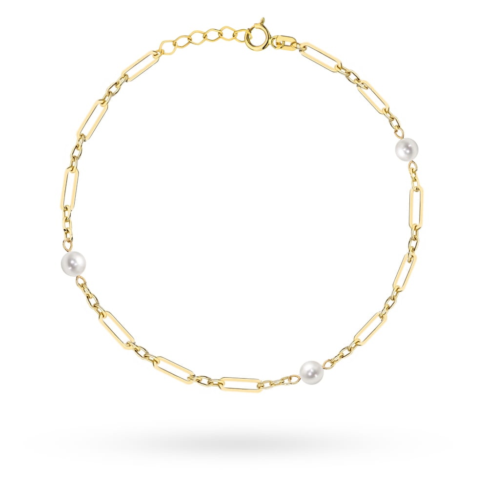 Brățară Aur 14K cu Zale Delicate și Perle Naturale (Greutate: 1.49)