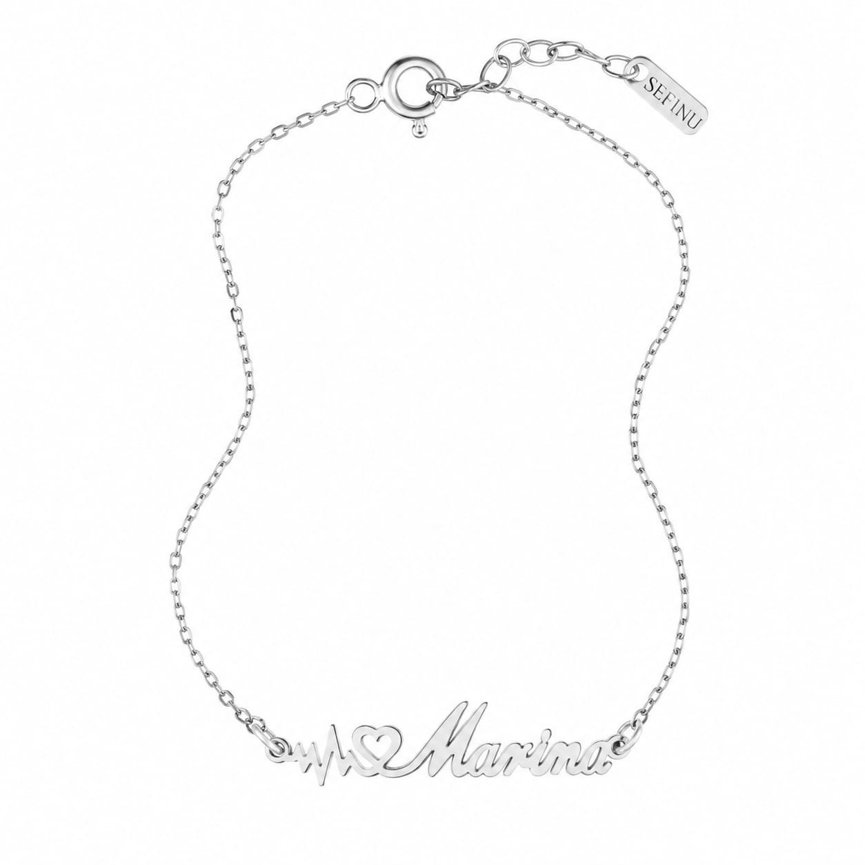 Bratara Life din argint 925 personalizata cu nume si puls