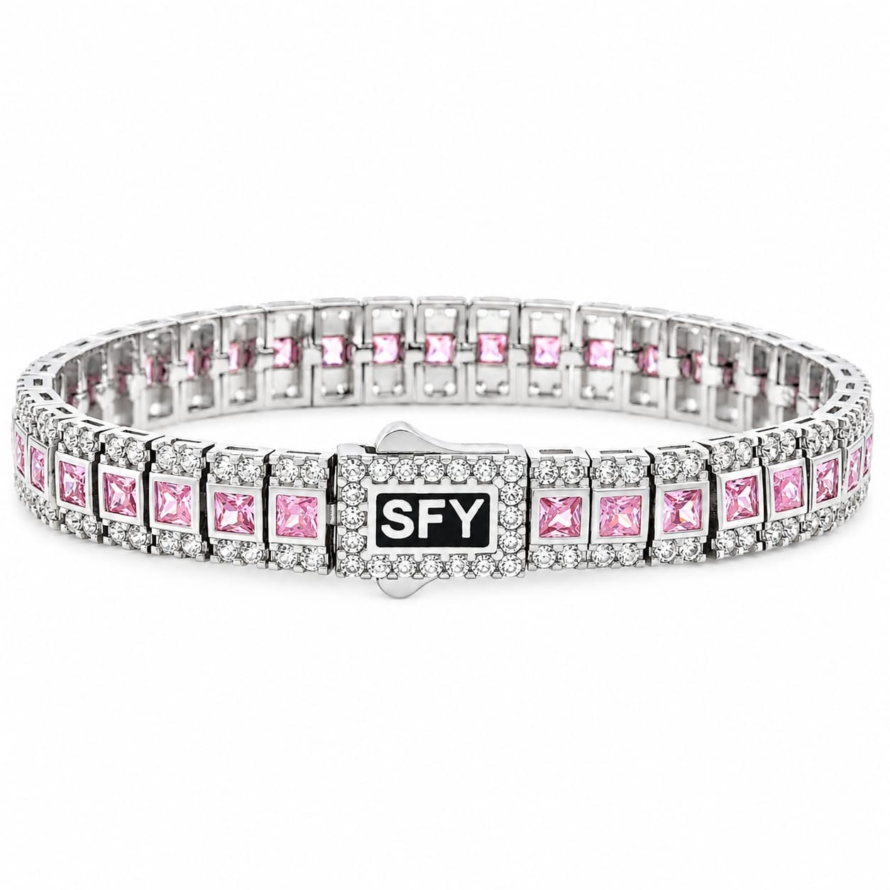 Brățară Tennis SFY din Argint 925 cu Cristale Zirconia Roz (Lungime: 16cm)