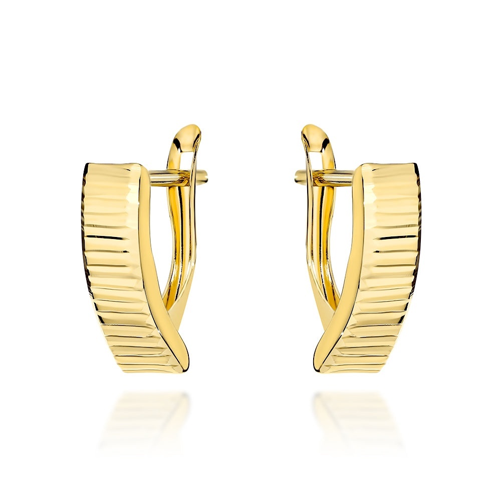 Cercei Aur 14K cu Barete Transversale Diamantate – Eleganță Atemporală (Greutate: 1.21)
