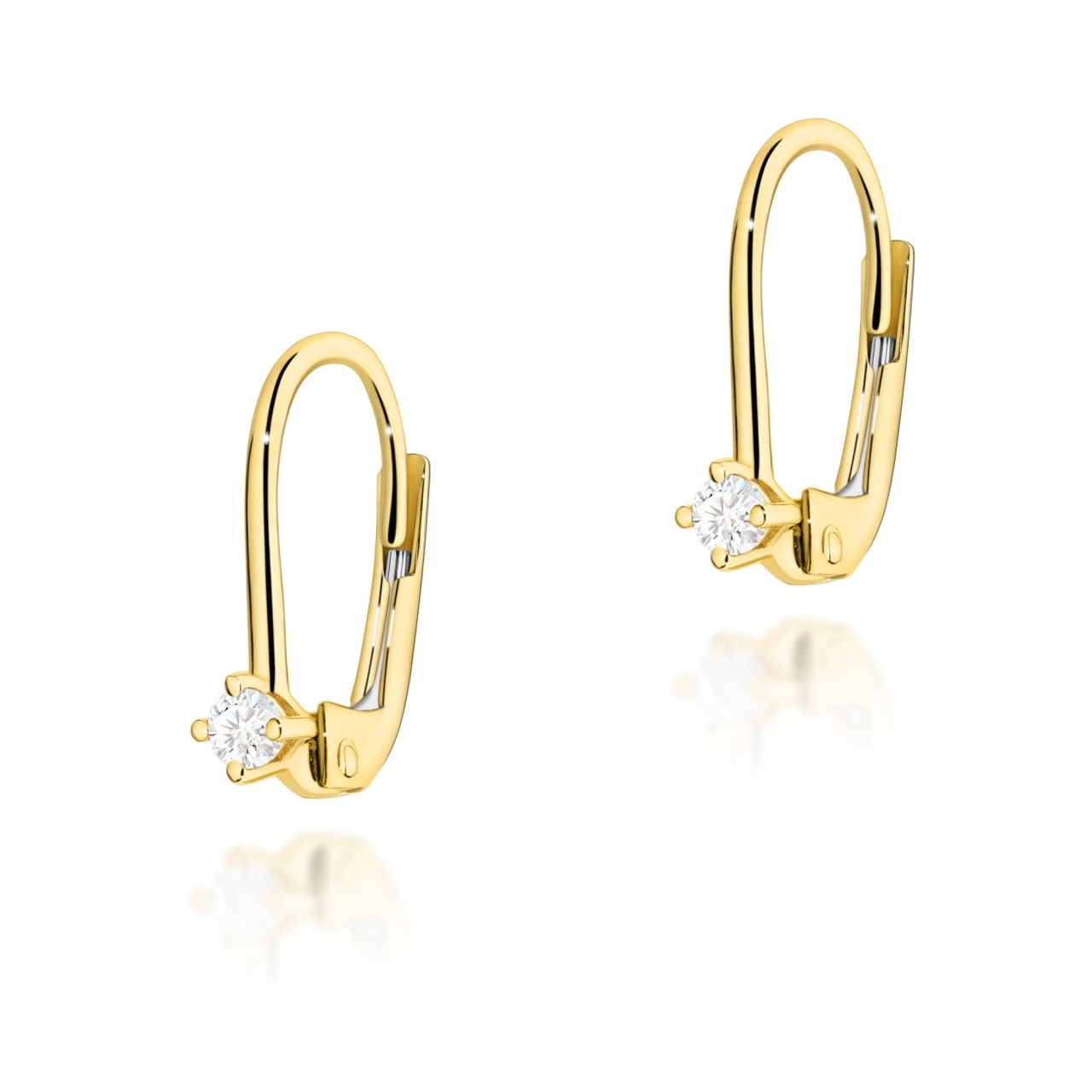 Cercei Aur 14K cu Diamant Natural 0.07 ct (Varianta: Galben)