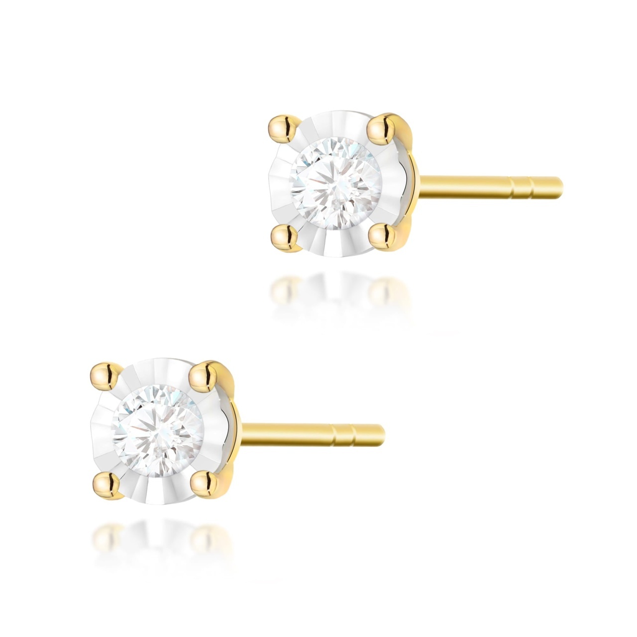 Cercei Aur 14K cu Diamant Natural 0.08 ct (Varianta: Galben)