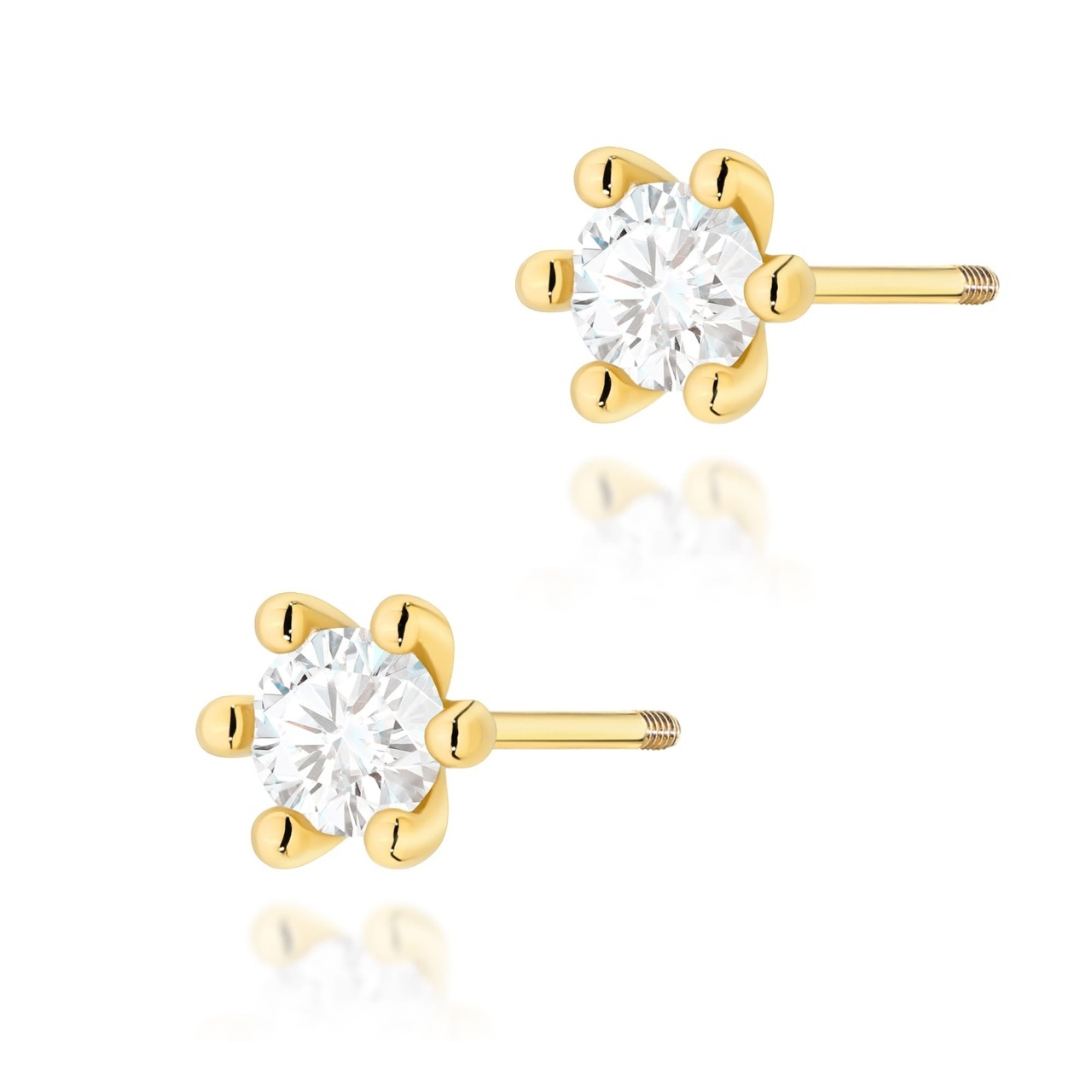Cercei Aur 14K cu Diamant Natural 0.30 ct Filet cu Protectie (Varianta: Galben)