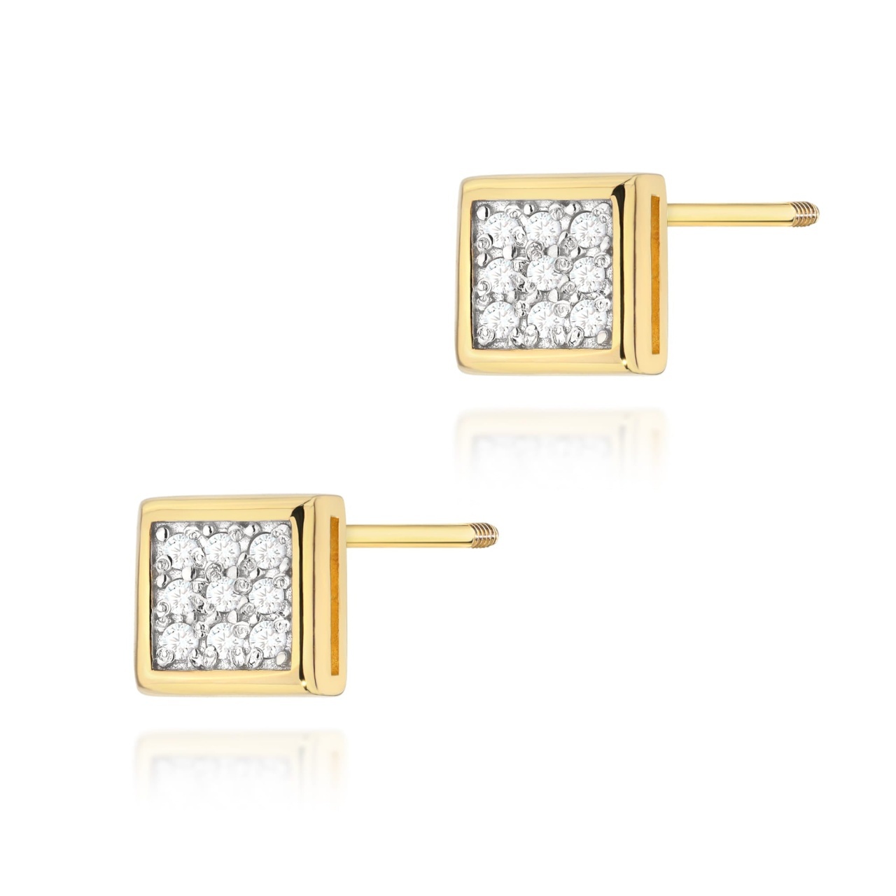 Cercei Aur 14K cu Diamante Naturale 0.09 ct Filet cu Protectie (Varianta: Galben)