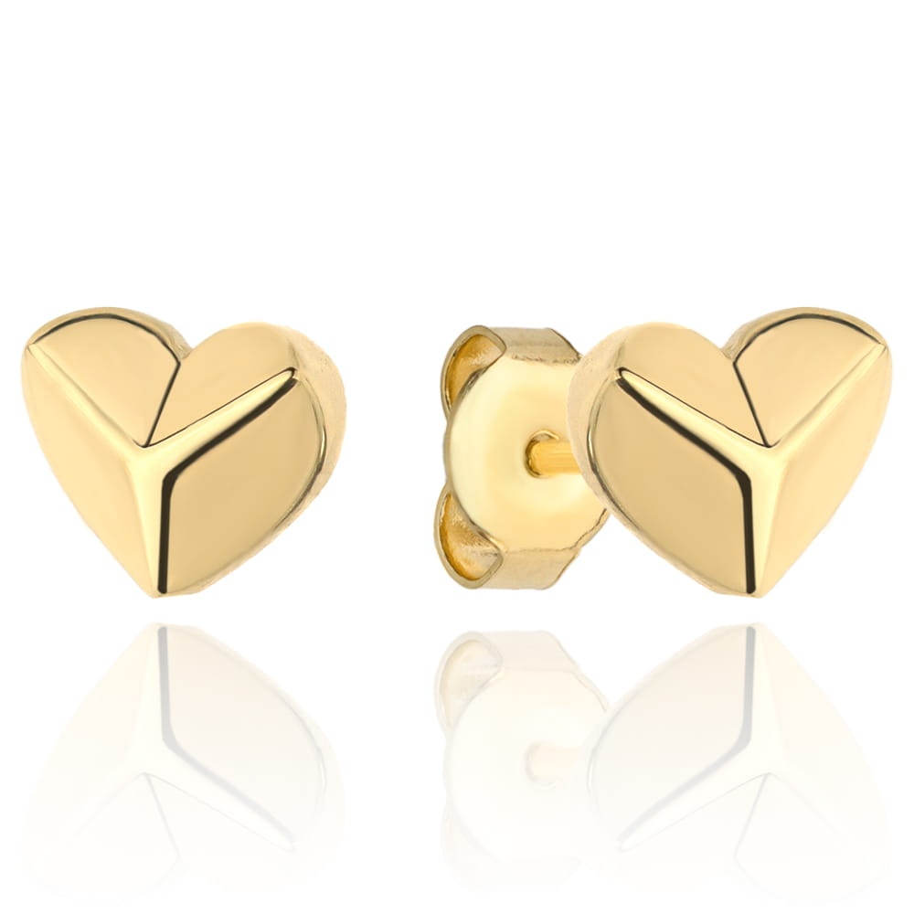 Cercei Aur 14k cu Inima 3D (Greutate: 1.02)
