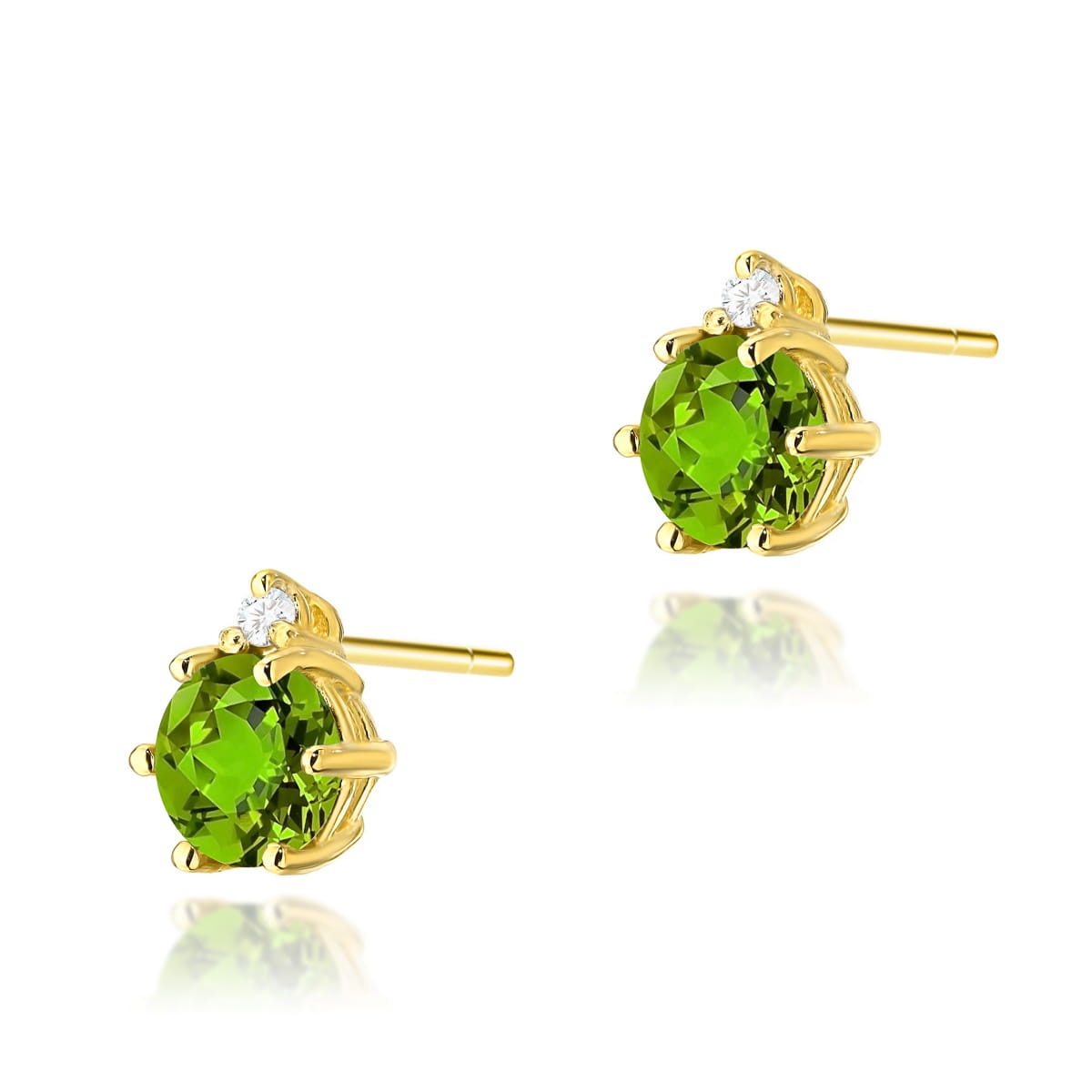 Cercei Aur 14K cu Peridot 0.60 ct si Diamante Naturale 0.03 ct (Varianta: Galben)
