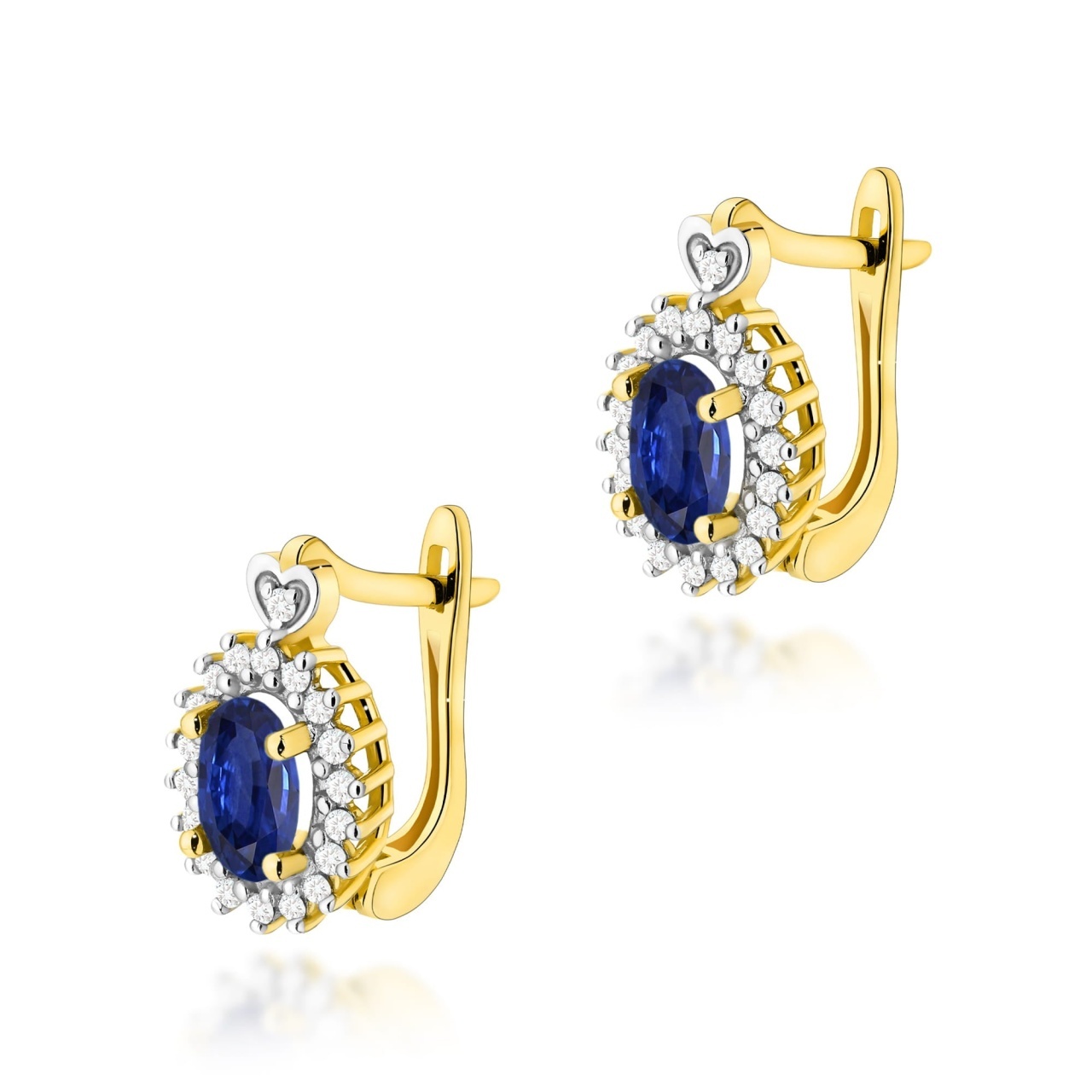 Cercei Aur 14K cu Safir 0.70 ct si Diamante Naturale 0.19 ct (Varianta: Galben)