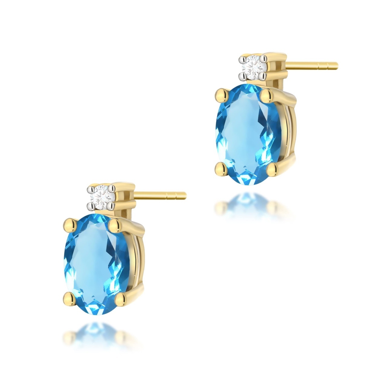 Cercei Aur 14K cu Topaz London Blue 0.50 ct si Diamante Naturale 0.03 ct (Varianta: Galben)