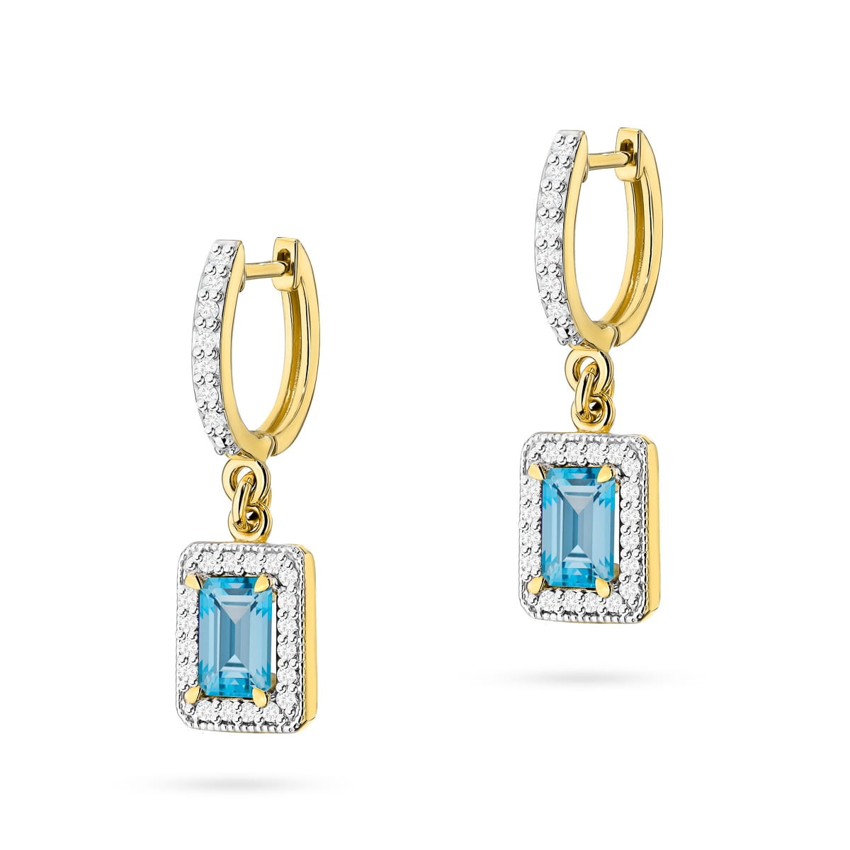 Cercei Aur 14K cu Topaz Swiss 0.65 ct si Diamante Naturale 0.34 ct (Varianta: Galben)