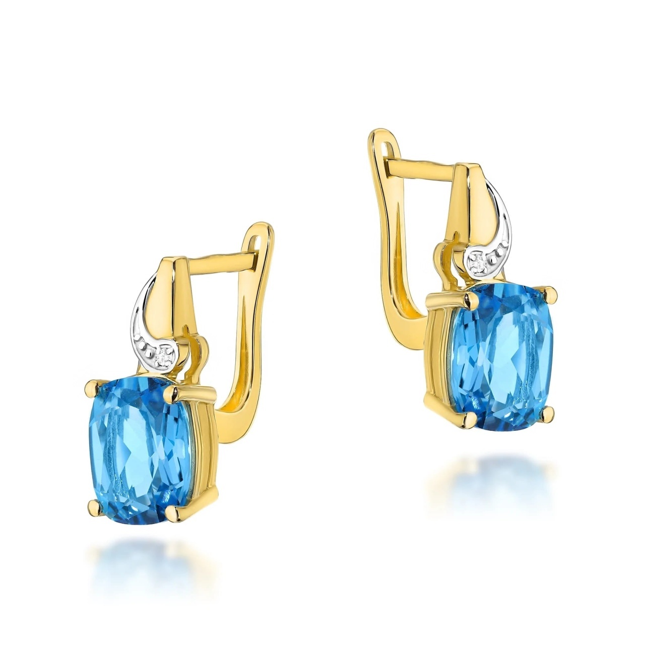 Cercei Aur 14K cu Topaz Swiss 2.40 ct si Diamante Naturale 0.01 ct (Varianta: Galben)