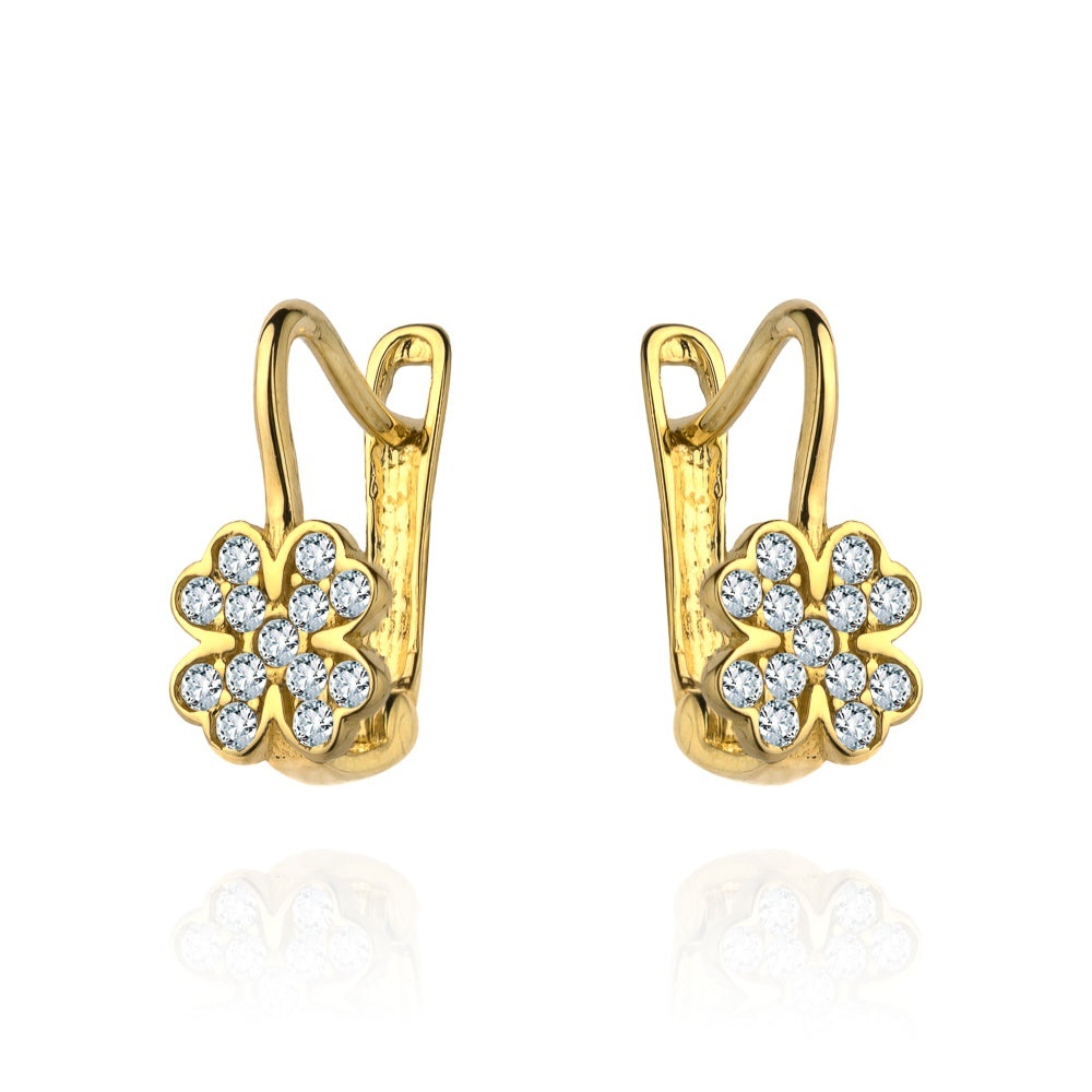 Cercei Aur 14k cu Trifoi si Zirconii (Greutate: 1.25)