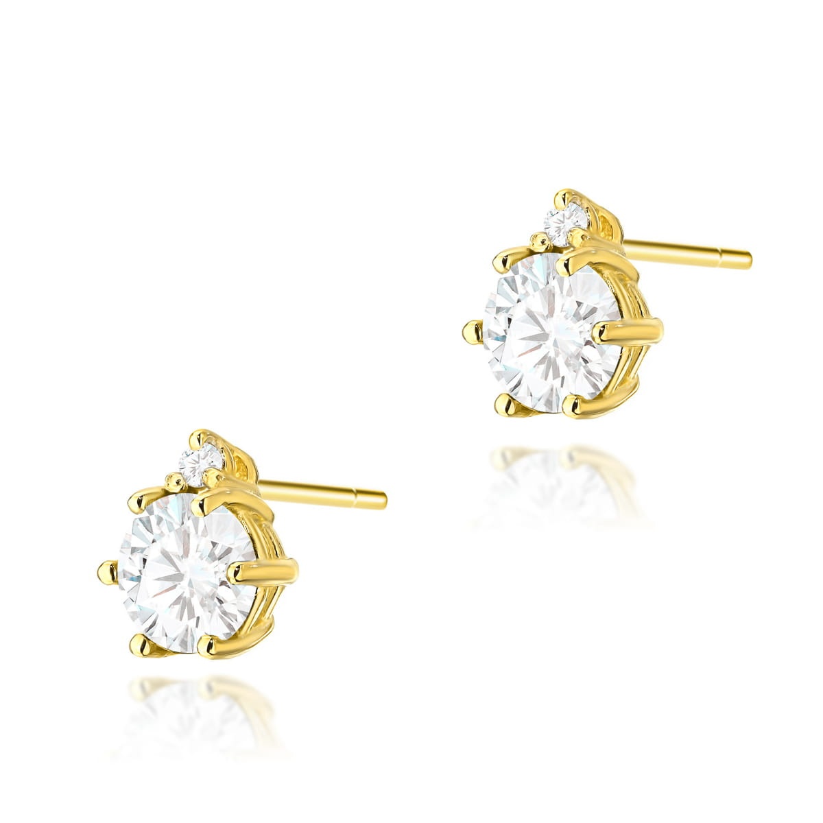 Cercei Aur 14K cu White Sapphire 0.60 ct si Diamante Naturale 0.03 ct (Varianta: Galben)