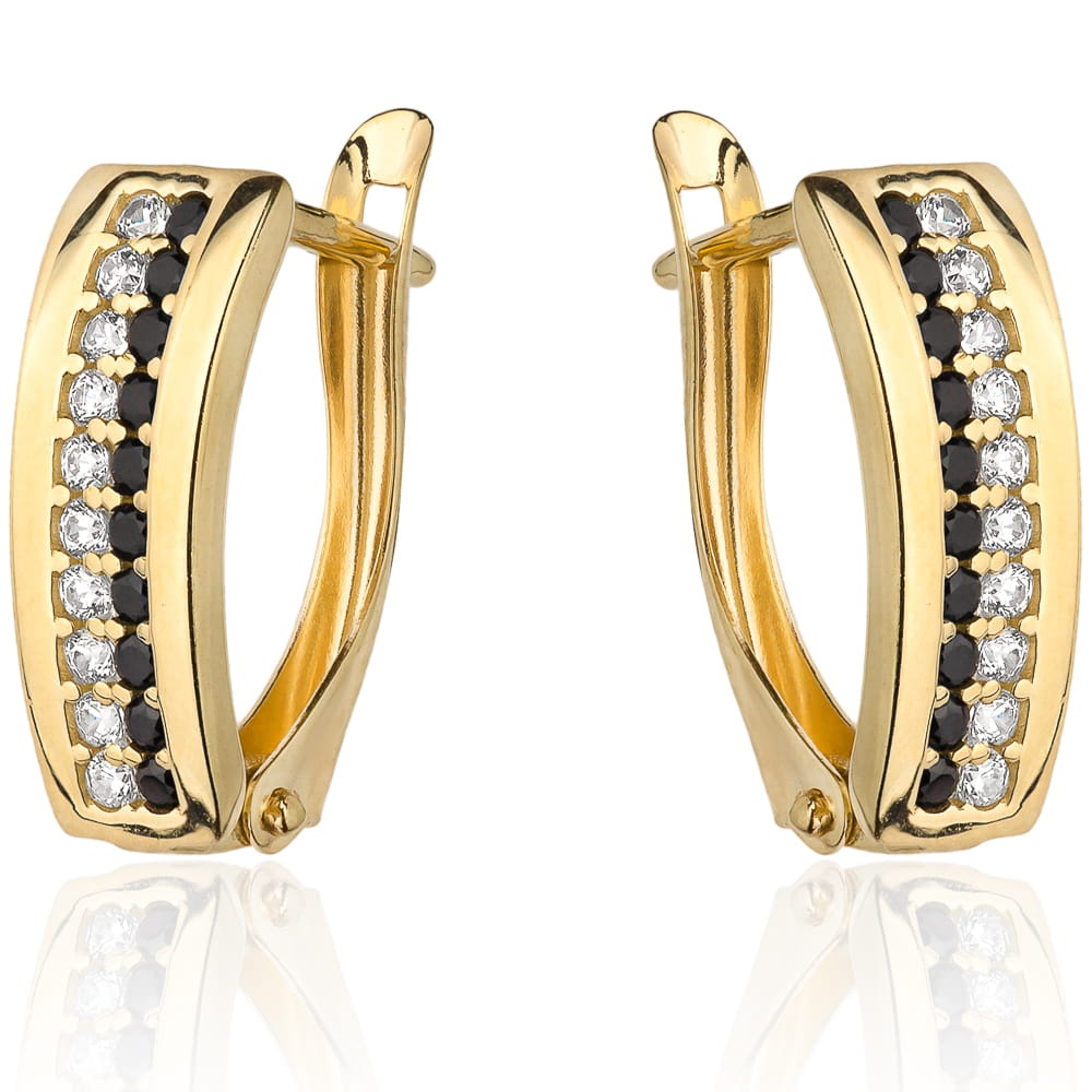 Cercei Aur 14k cu Zirconii Albe si Negre (Greutate: 1.94)