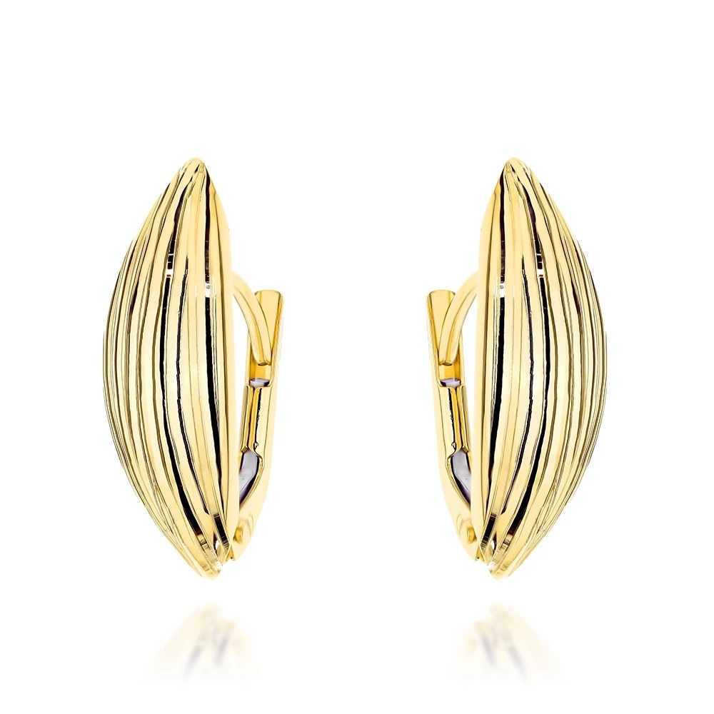 Cercei Aur 14K Elipsă Decorați cu Striații (Greutate: 1.76)