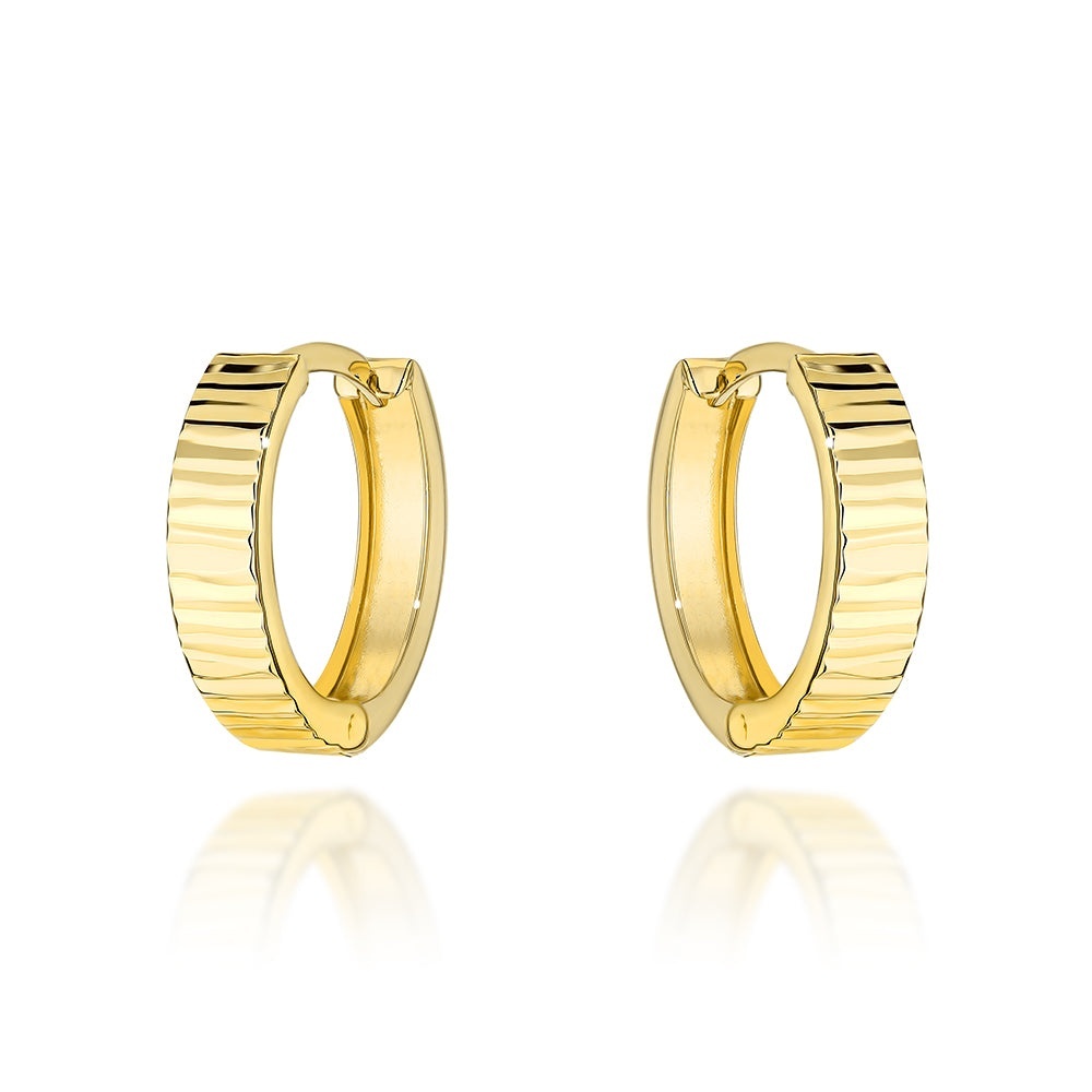 Cercei Aur 14K Rotunzi Ornamentati cu Striatii (Greutate: 1.00)